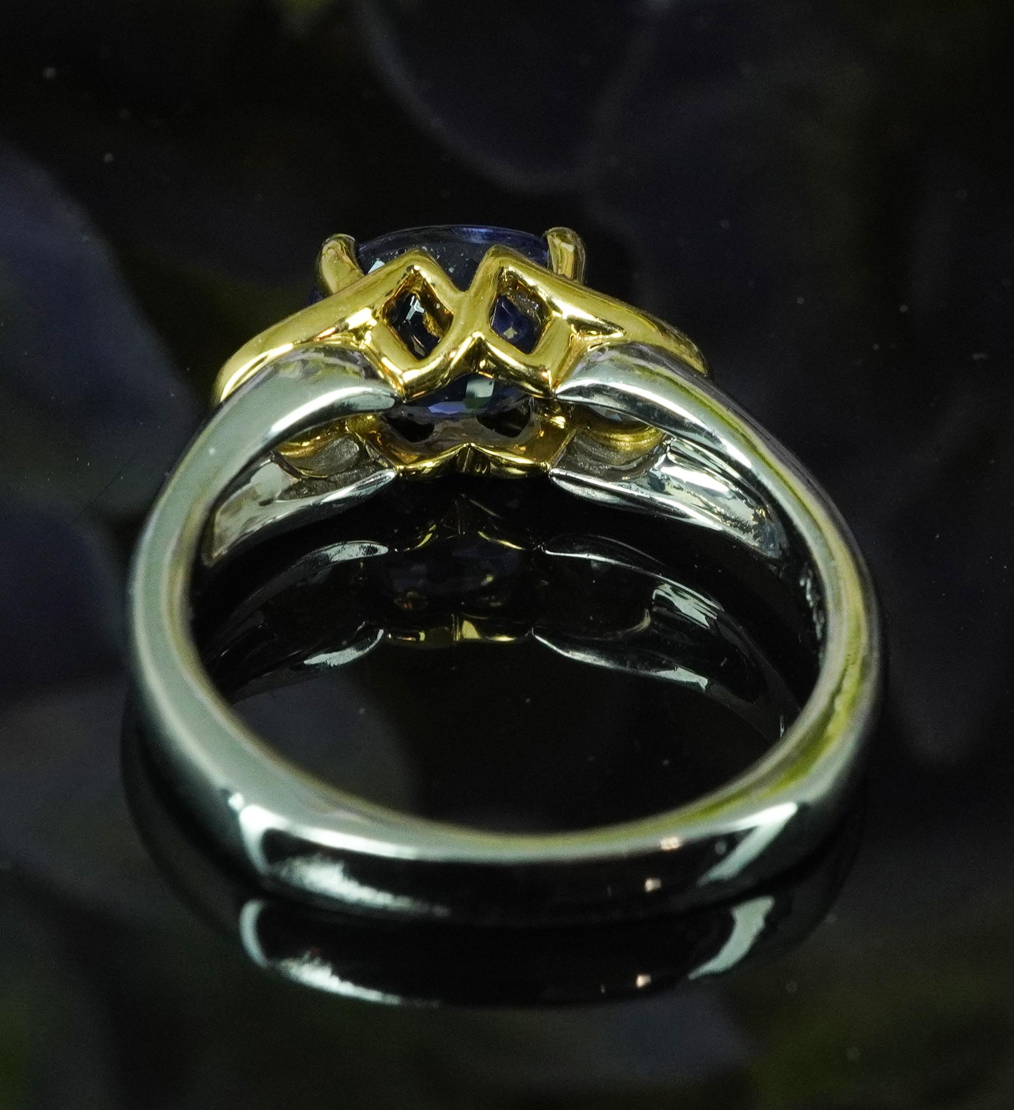 Richard Krementz Edelsteine Tanzanit Diamant Platin 18K Gold 3 Stein Ring RKG im Angebot 5