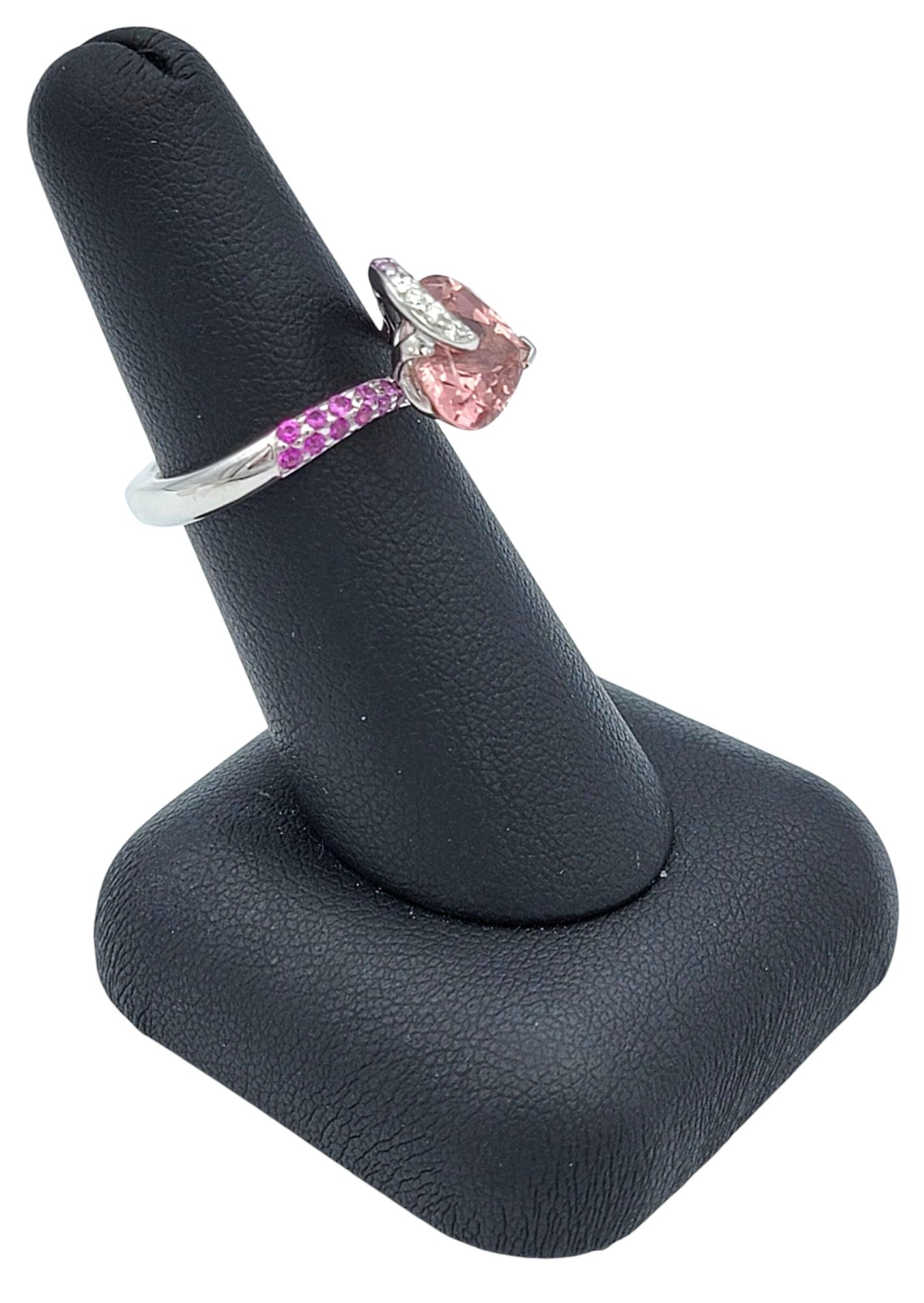 Richard Krementz Heart Cut Tourmaline 18K Ring with Pink Sapphire and Diamonds For Sale 8