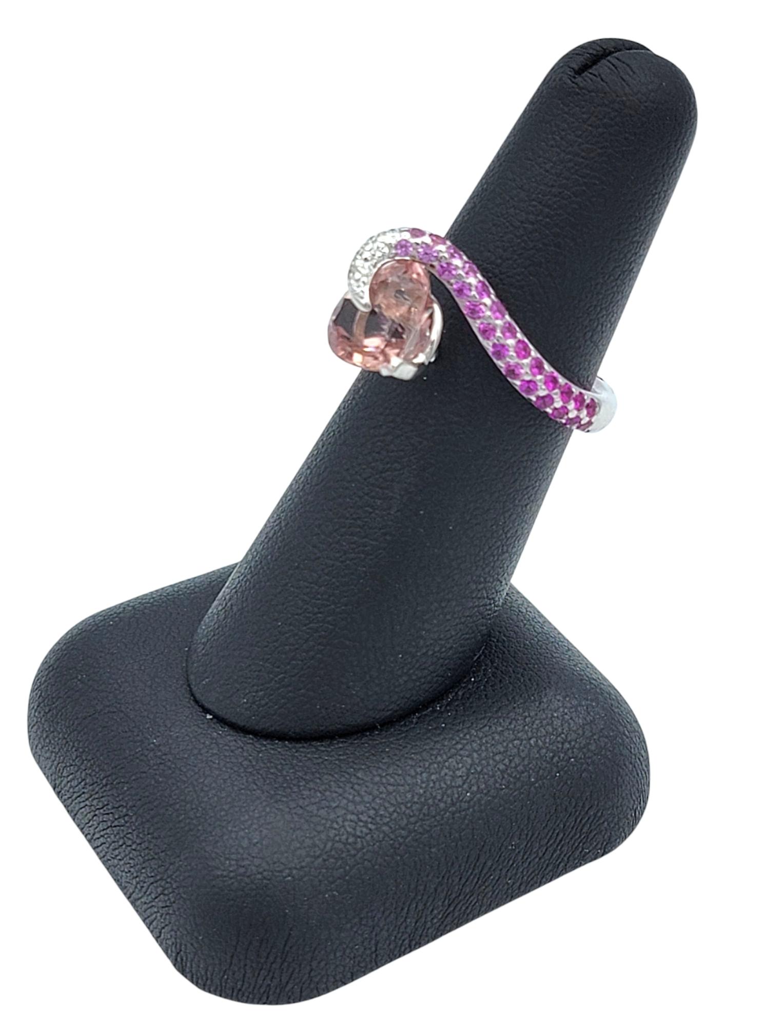 Richard Krementz Heart Cut Tourmaline 18K Ring with Pink Sapphire and Diamonds For Sale 9