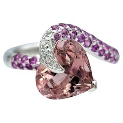 Richard Krementz Herzschliff Turmalin 18K Ring mit rosa Saphir und Diamanten