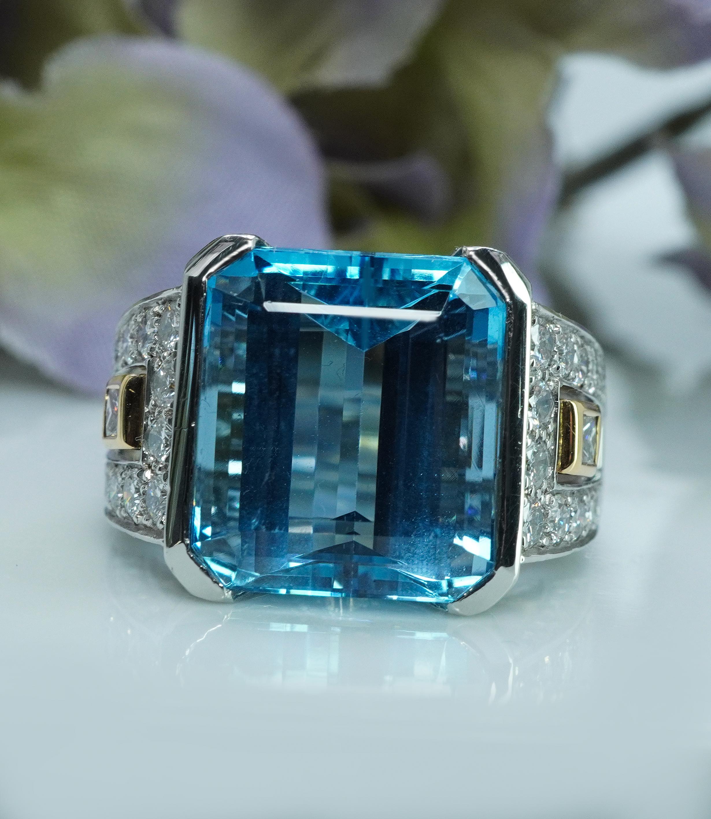 Richard Krementz Platinum 9.8ct Aquamarine Diamond Ring Designer Estate Cert For Sale 8