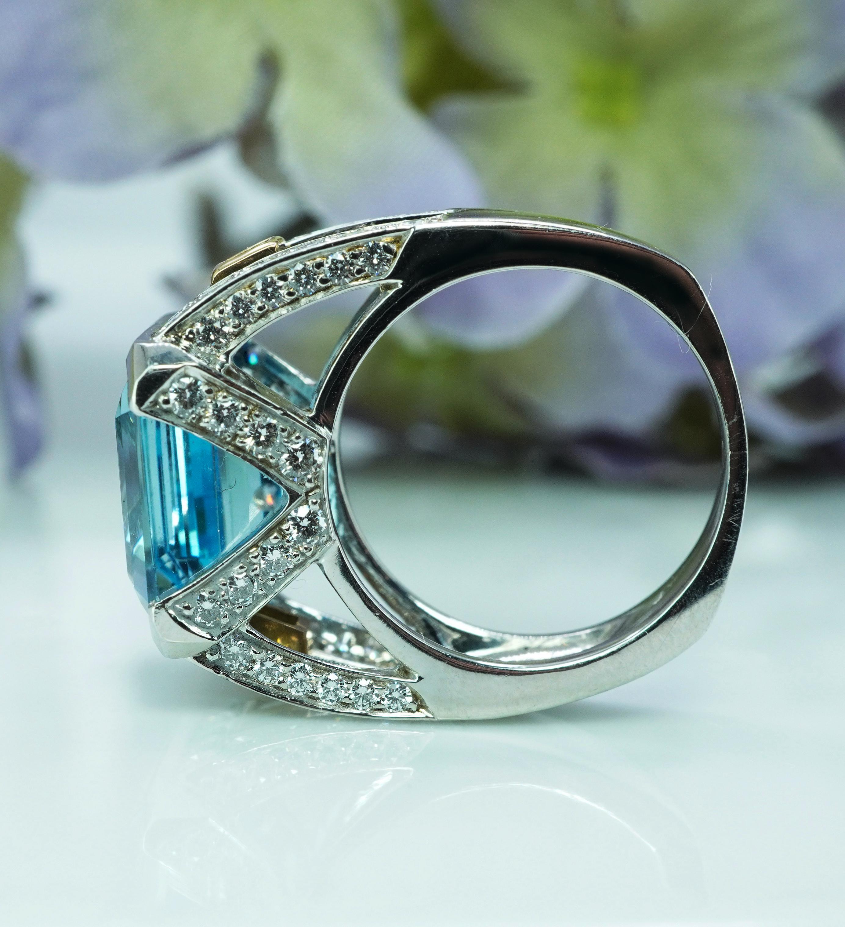 Richard Krementz Platinum 9.8ct Aquamarine Diamond Ring Designer Estate Cert For Sale 11