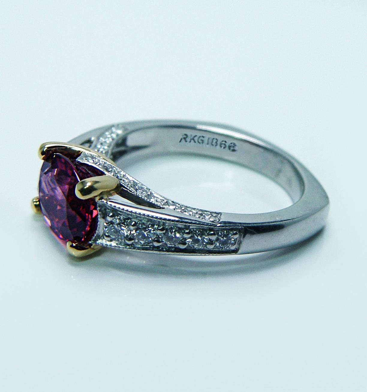 Richard Krementz RKG 1866 Rubellite Tourmaline Diamant Bague en platine 18K en vente 6