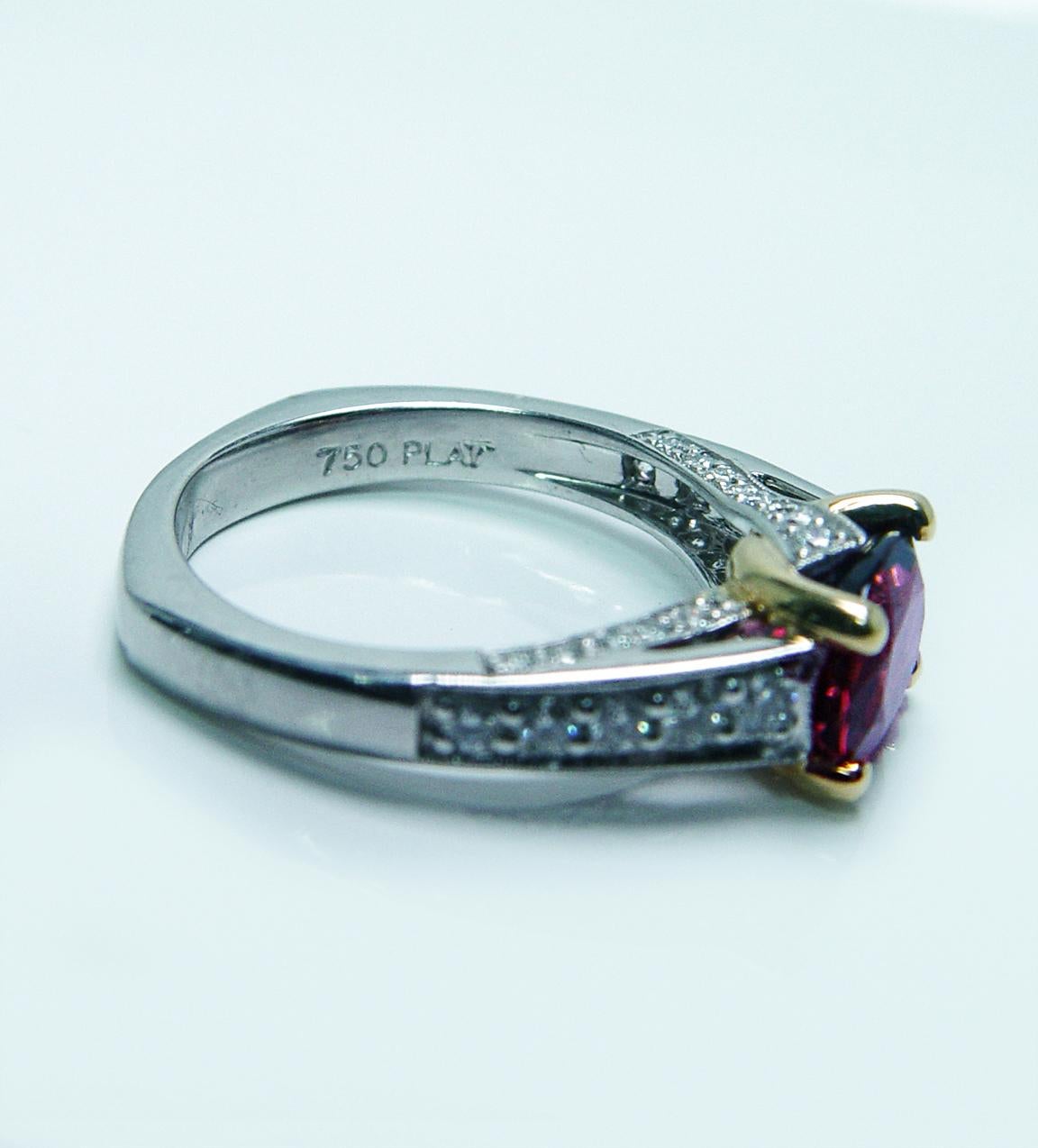 Richard Krementz RKG 1866 Rubellite Tourmaline Diamant Bague en platine 18K en vente 7