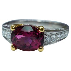 Richard Krementz RKG 1866 Rubellite Tourmaline Diamond Platinum 18K Ring