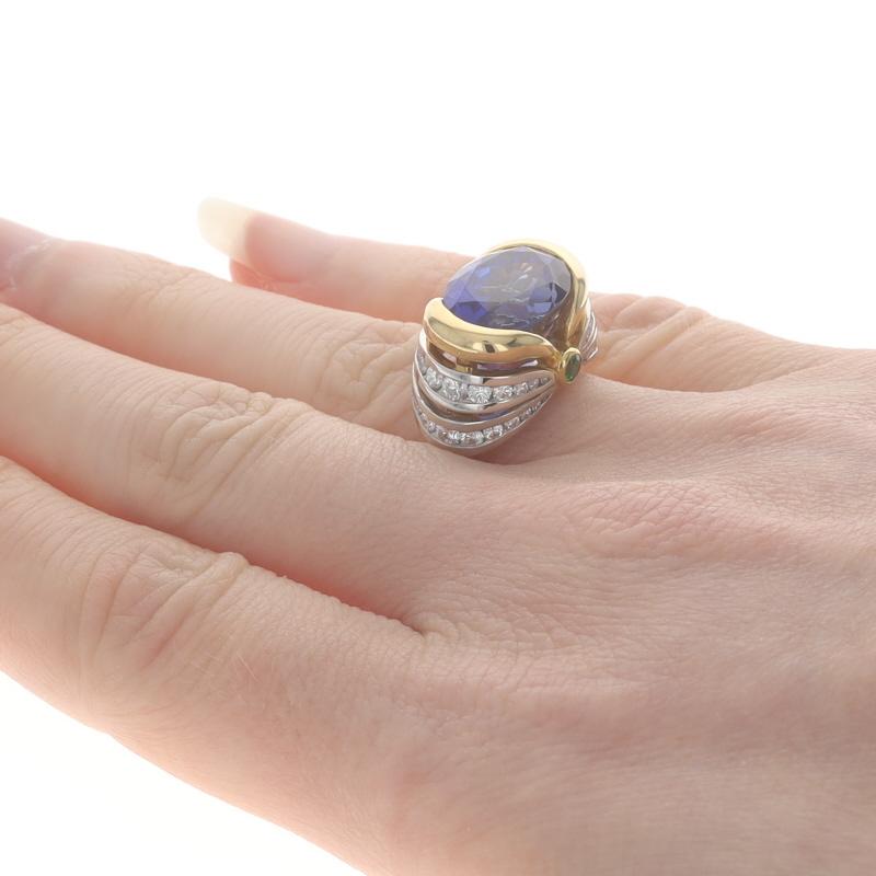 Richard Krementz Tansanit Diamant Granat Ring Gelbgold 18k Platin 9,59 Karat im Zustand „Hervorragend“ in Greensboro, NC