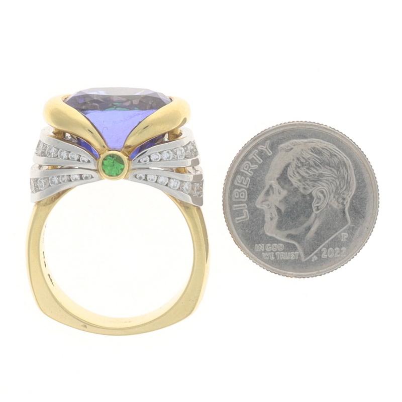 Oval Cut Richard Krementz Tanzanite Diamond Garnet Ring Yellow Gold 18k Platinum 9.59ctw For Sale