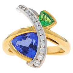 Richard Krementz Tanzanite Garnet Diamond Two-Stone Ring Gold18k Platinum3.27ctw