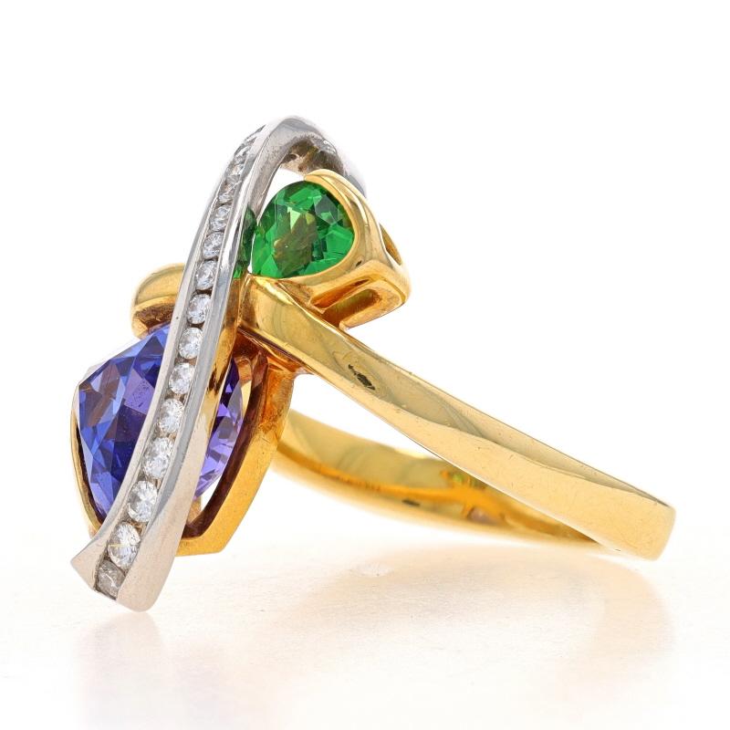 Taille trillion Richard Krementz Tanzanite Garnet Diamond Two-Stone Ring Gold18k Platinum4.42ctw en vente