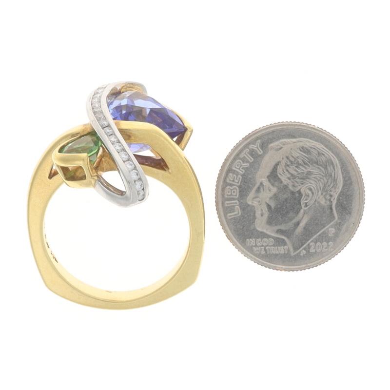 Richard Krementz Tanzanite Garnet Diamond Two-Stone Ring Gold18k Platinum4.42ctw In Excellent Condition For Sale In Greensboro, NC