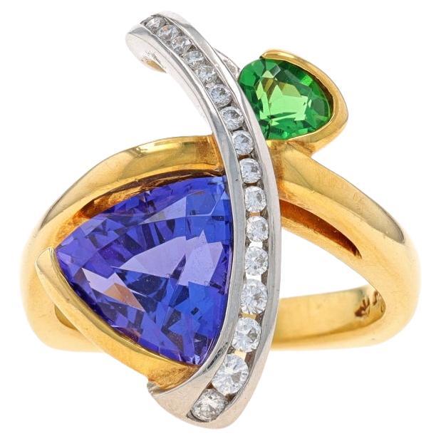 Richard Krementz Tanzanite Garnet Diamond Two-Stone Ring Gold18k Platinum4.42ctw For Sale