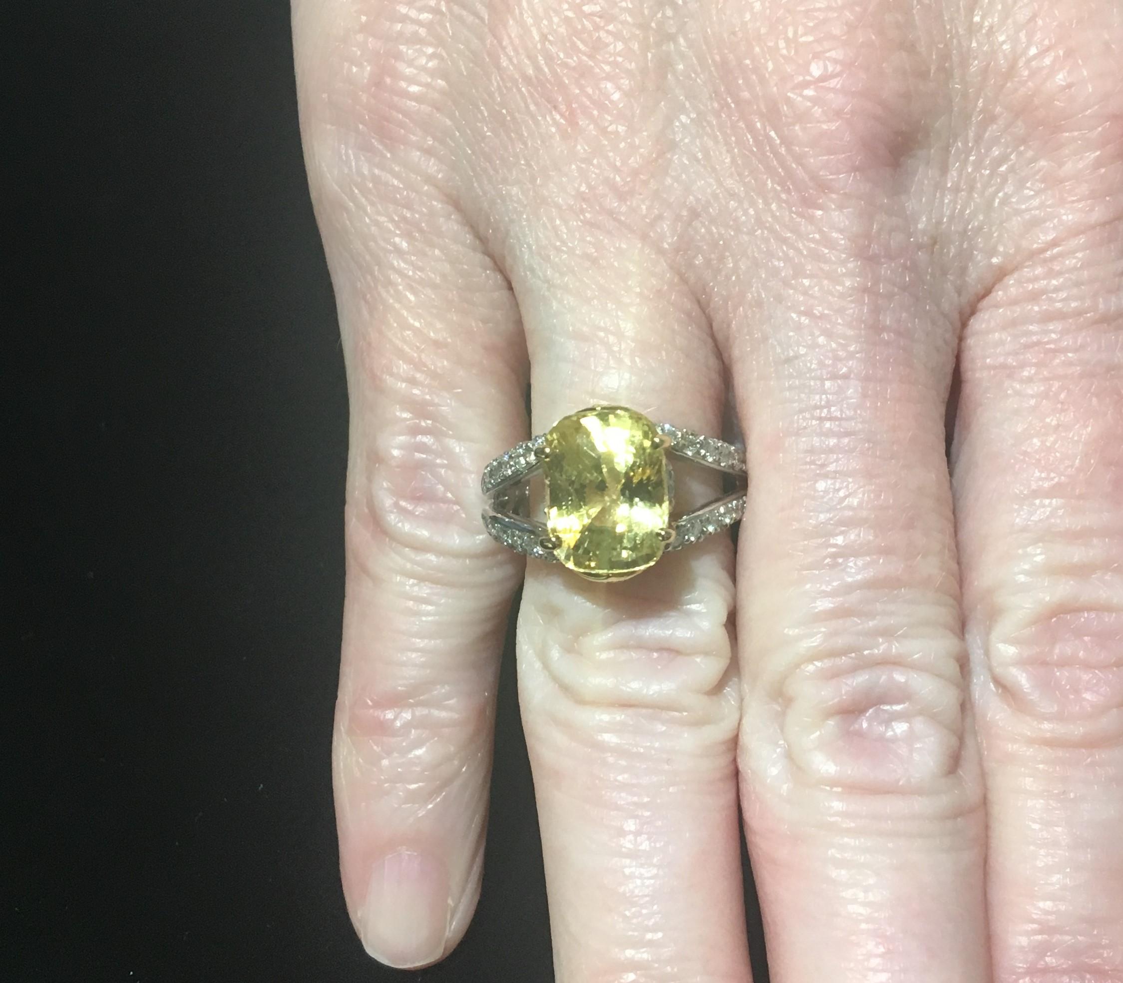 Oval Cut Richard Krementz Yellow Sapphire Diamond Ring For Sale