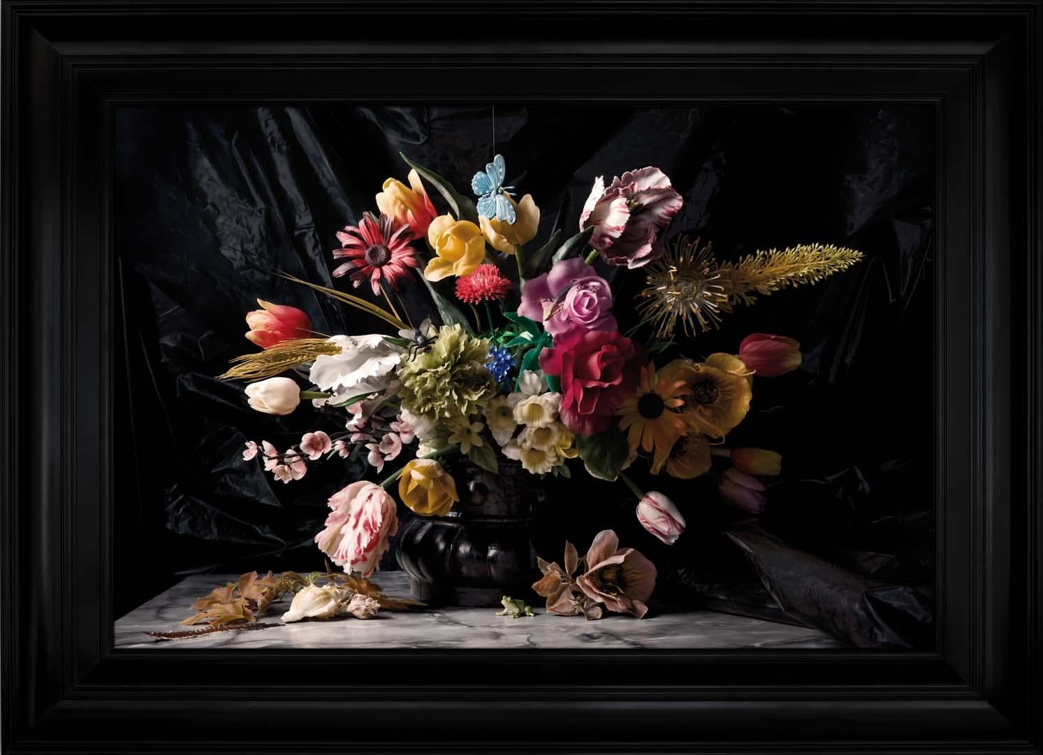 De Kikker - Photo de la grenouille sur toile encadrée - Nature morte en plastique - Série de fleurs 
