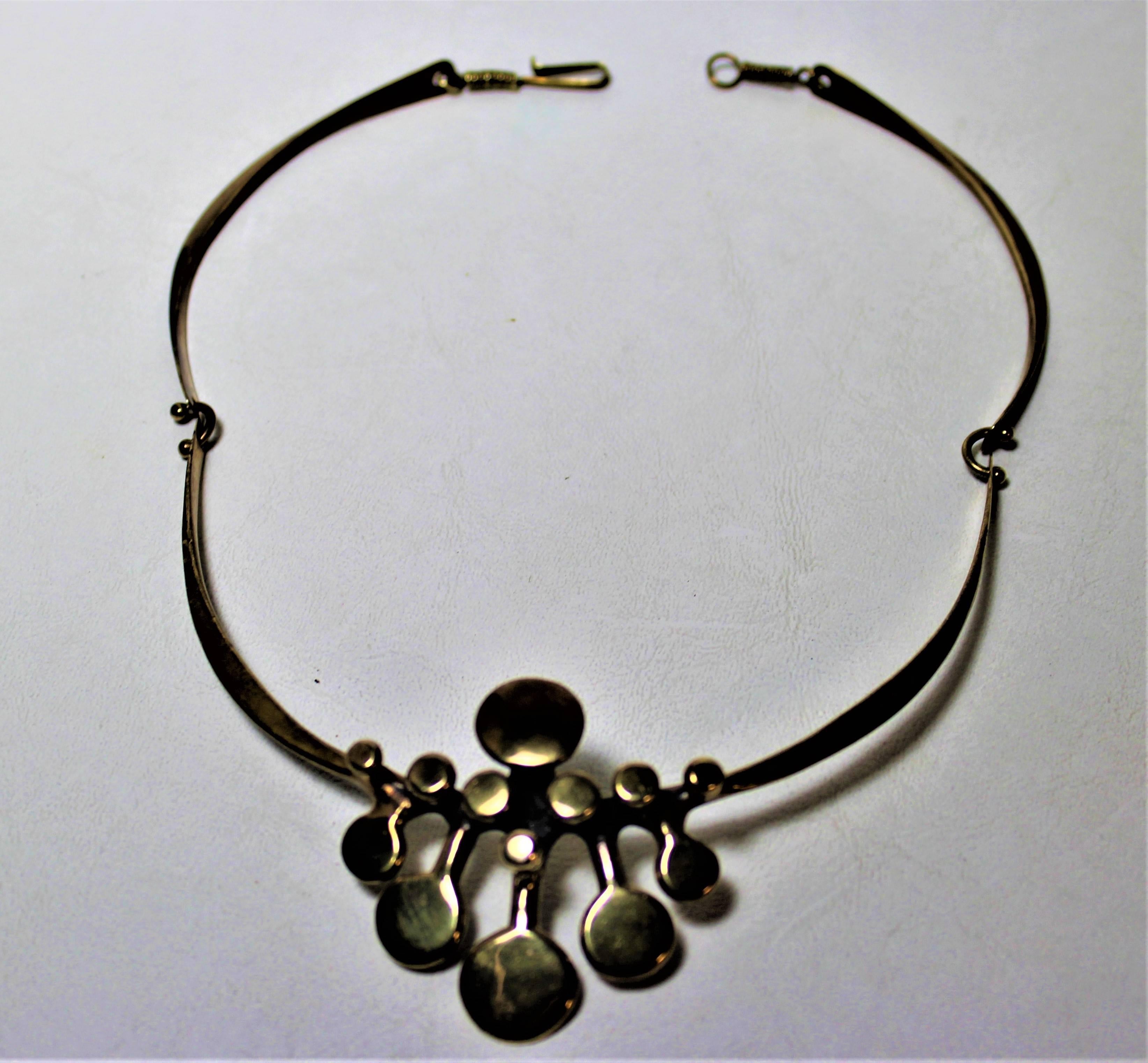 American Richard Lawless Bronze Brutalist Necklace For Sale