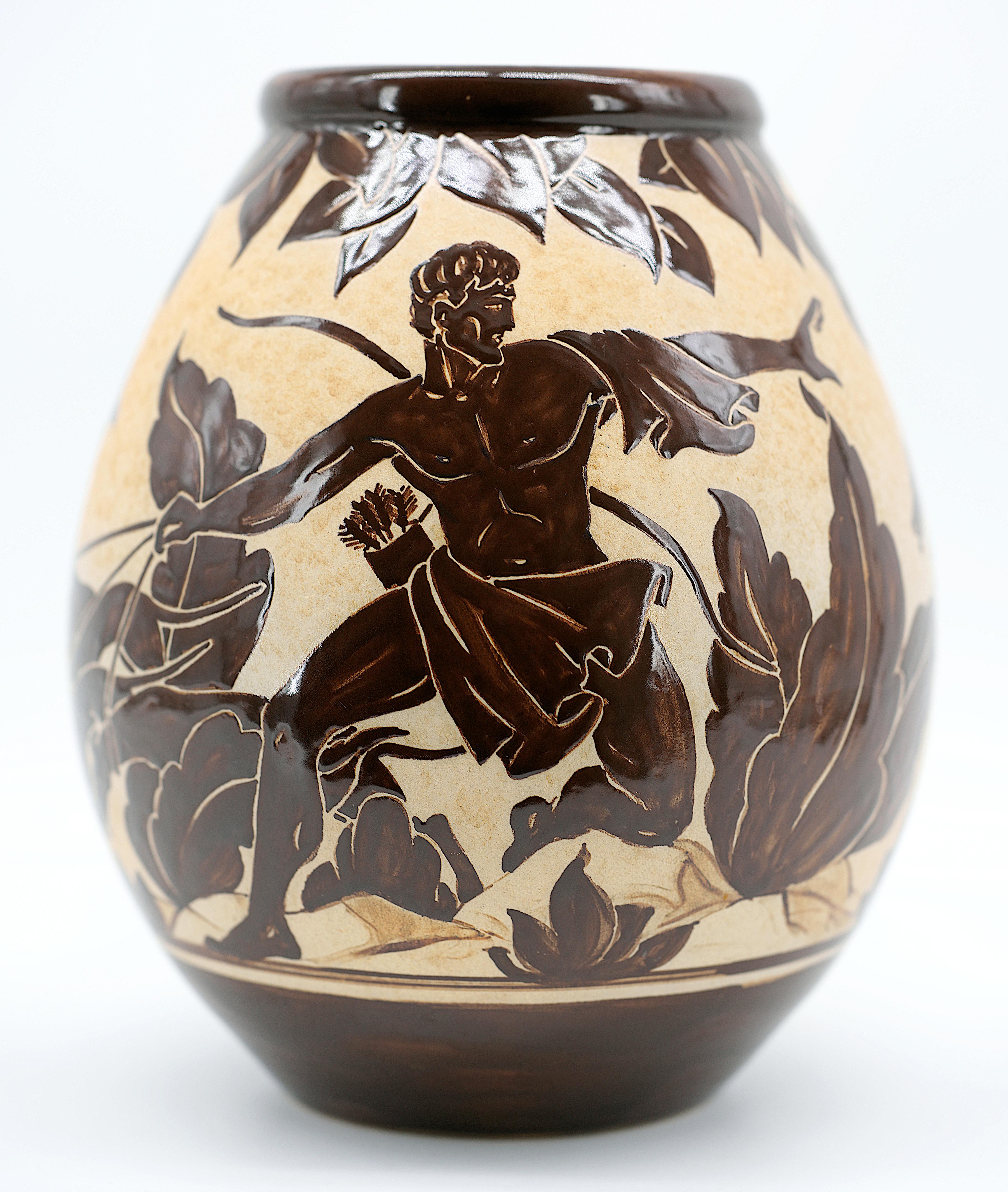 Richard LE CORRONE at CIBOURE Grande vaso greco in gres, primi anni '50 In condizioni ottime in vendita a Saint-Amans-des-Cots, FR
