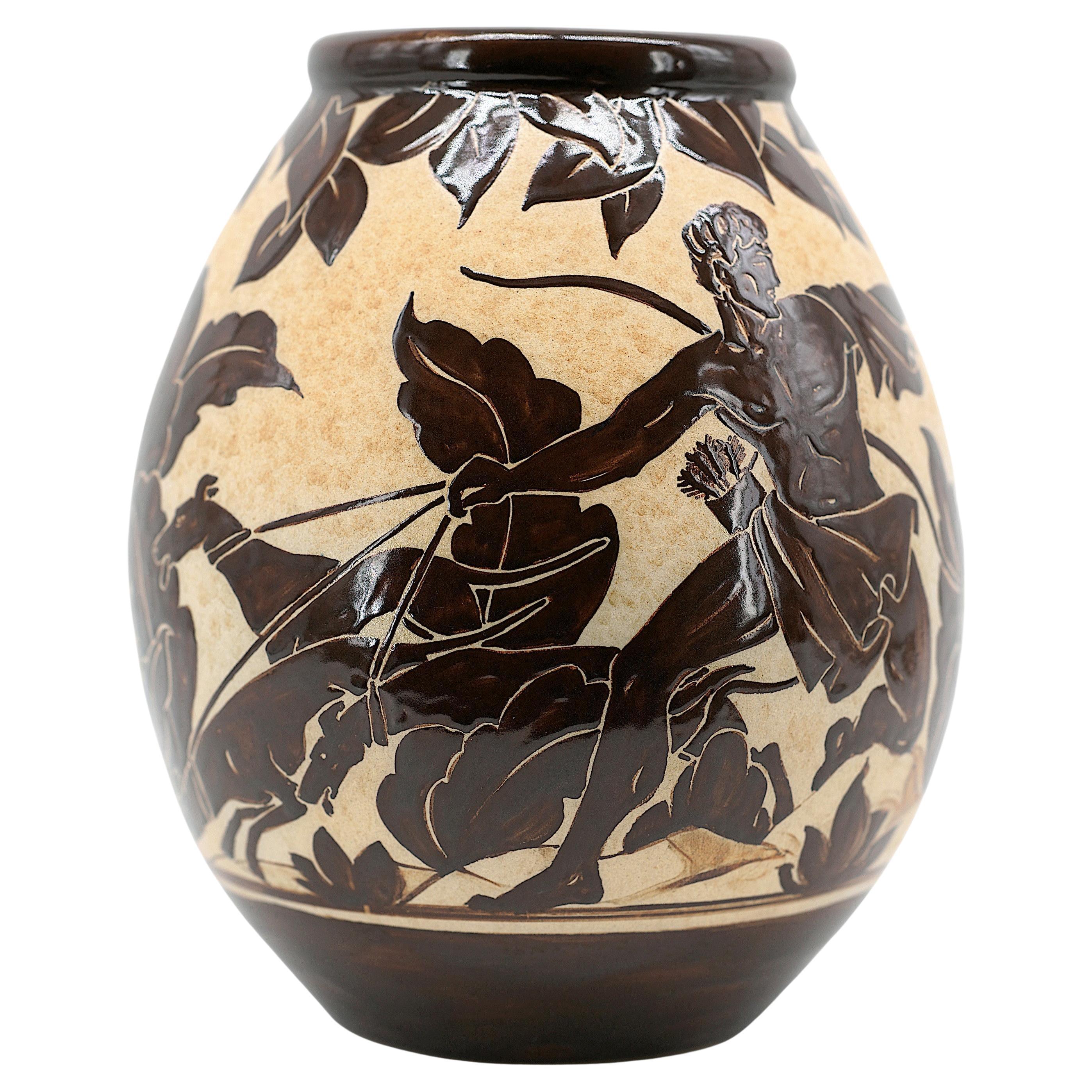 Richard LE CORRONE at CIBOURE Grande vaso greco in gres, primi anni '50 in vendita