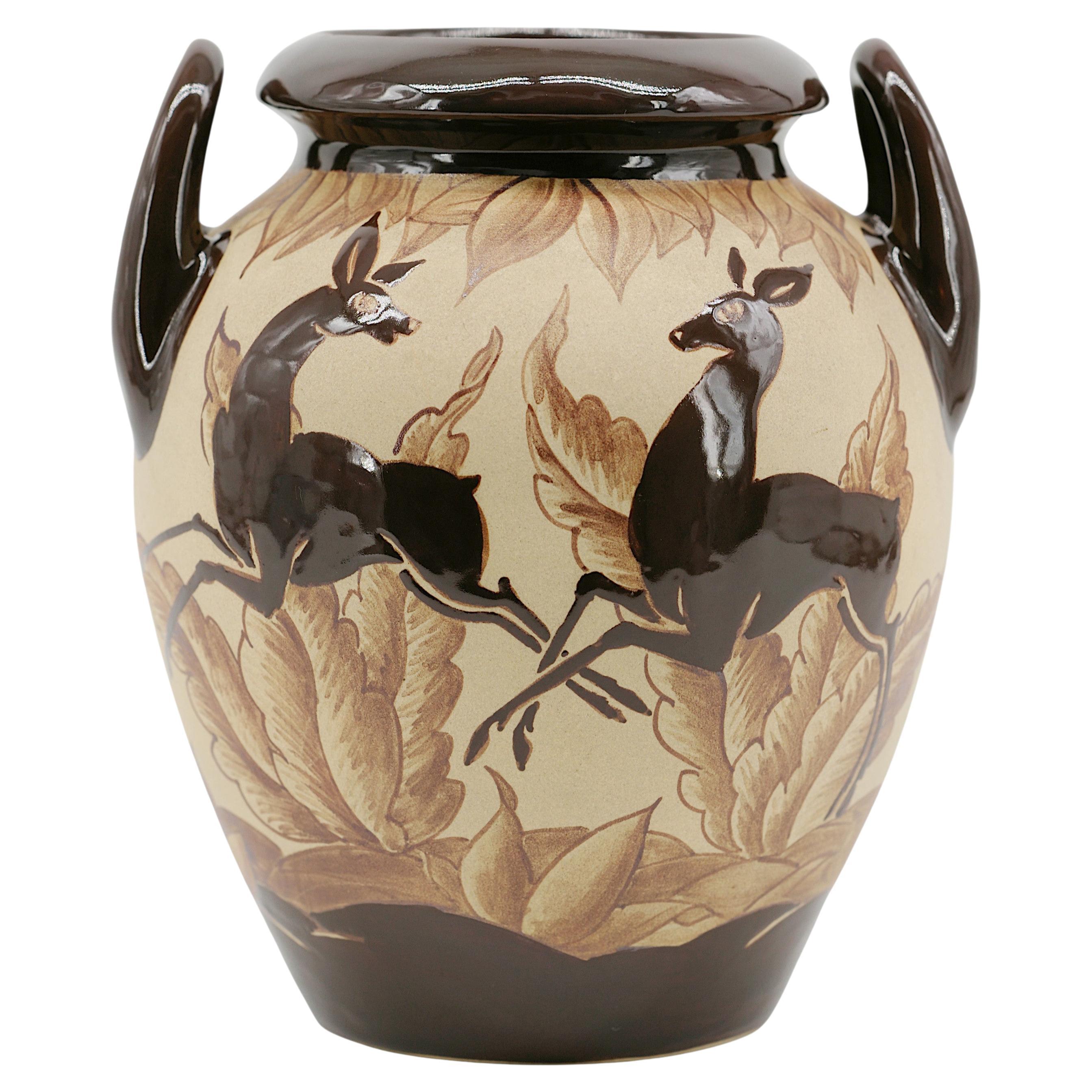 Richard LE CORRONE at CIBOURE Large Stoneware Vase, Early 1950s For Sale