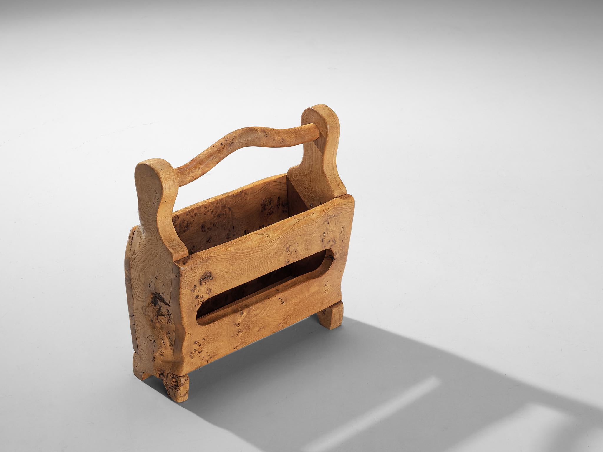 Richard Rack Richard Lecompte Magazine Rack in Birdseye Elm For Sale at 1stDibs