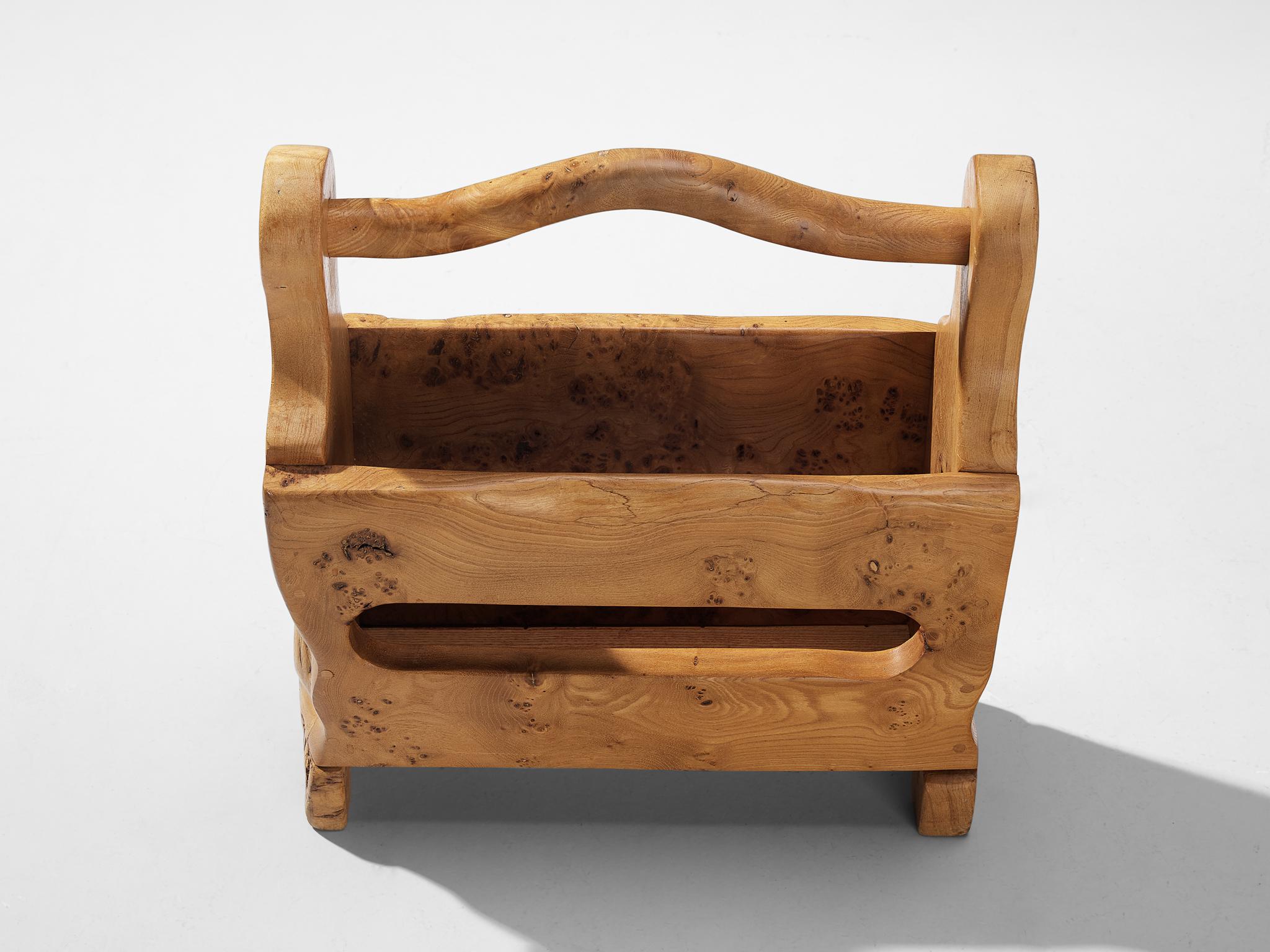 Richard Rack Richard Lecompte Magazine Rack in Birdseye Elm For Sale at 1stDibs
