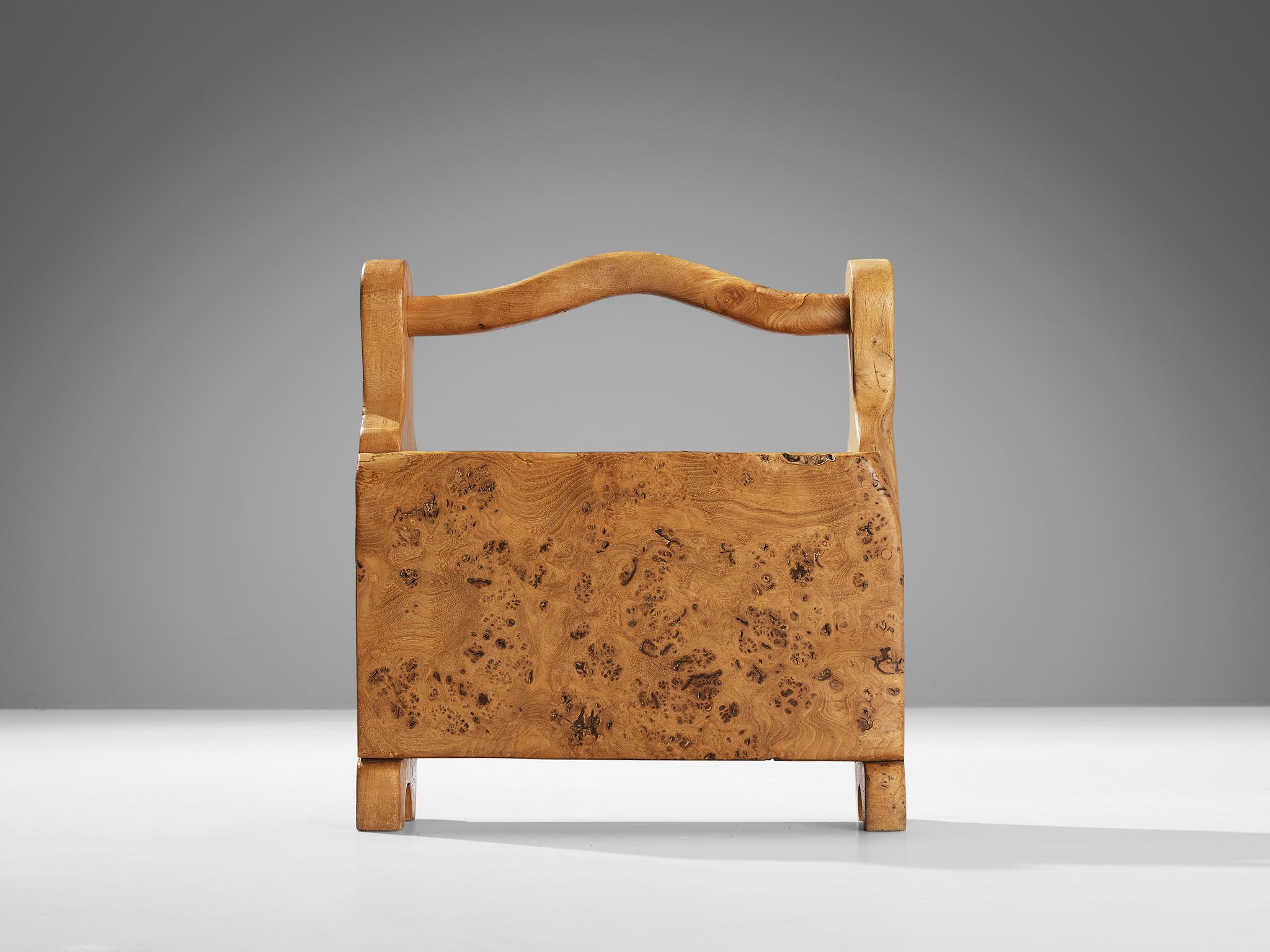 Richard Rack Richard Lecompte Magazine Rack in Birdseye Elm For Sale at 1stDibs