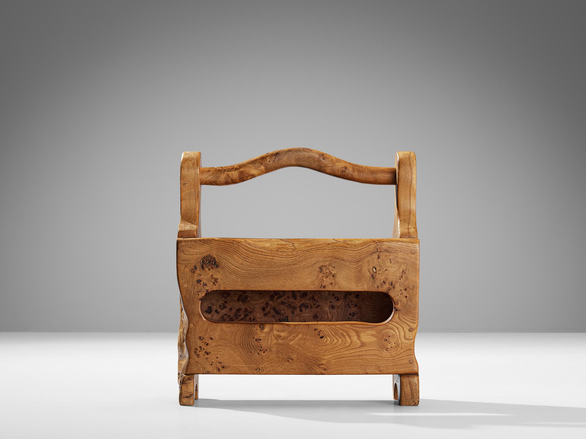 Richard Rack Richard Lecompte Magazine Rack in Birdseye Elm For Sale at 1stDibs