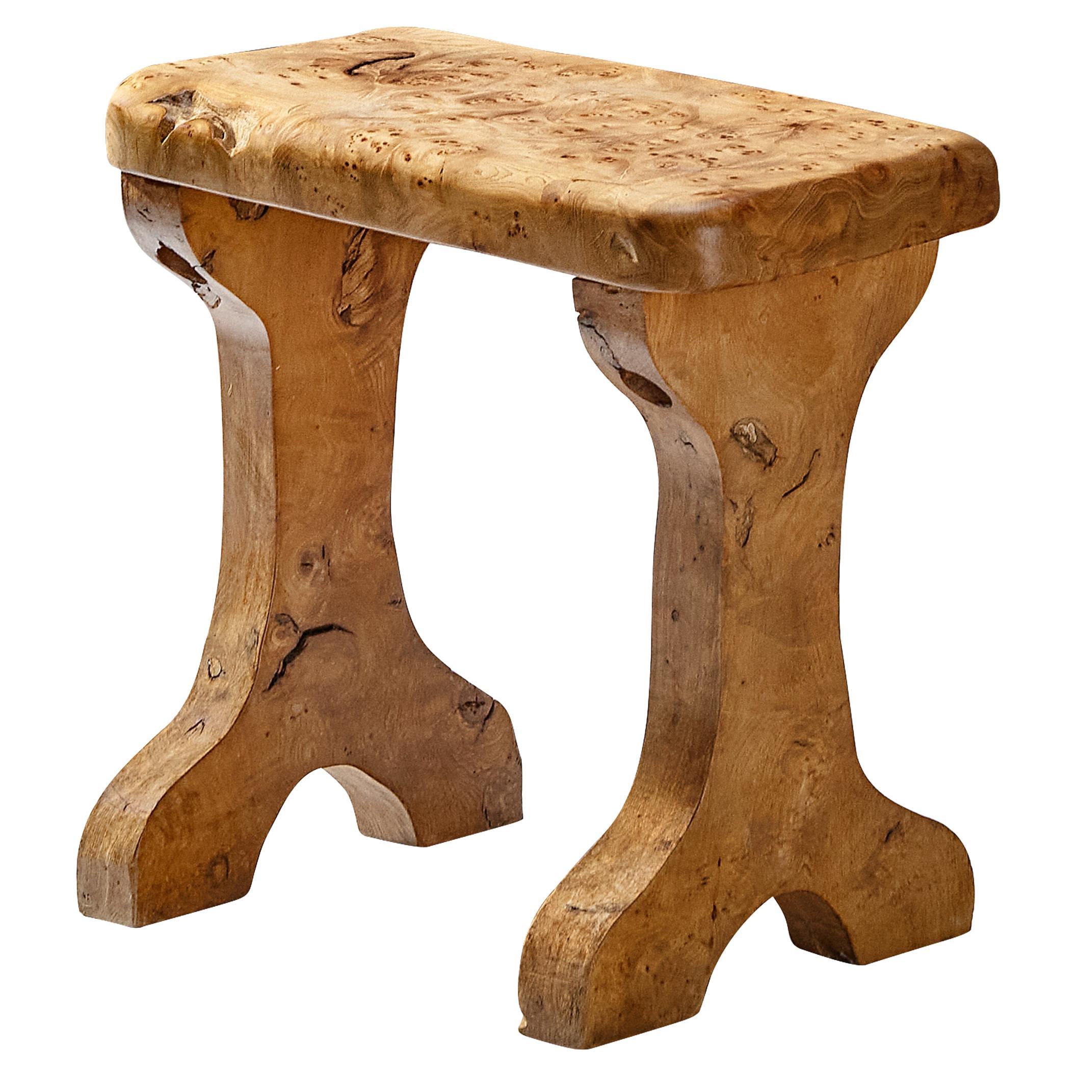 Vintage Antique Elm Wood Side Table or Stool For Sale at 1stDibs