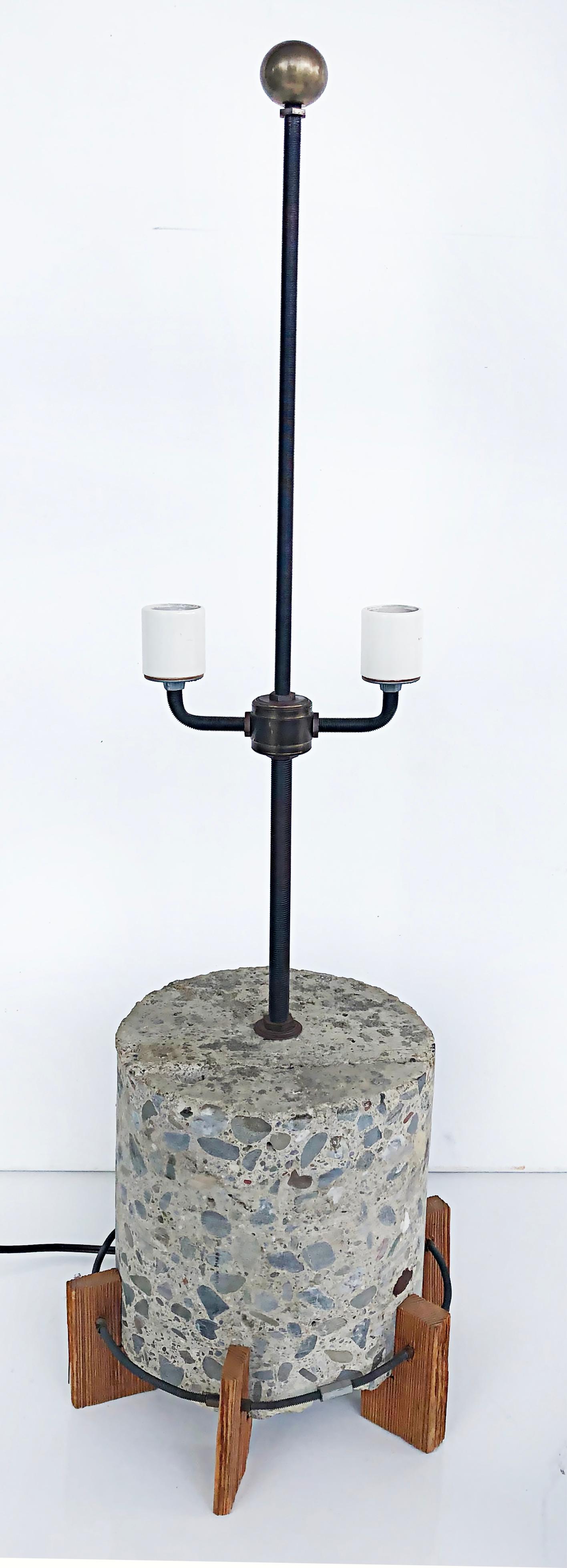 American Vintage Richard Lee Parker Studio Terrazzo Wood Table Lamp, Signed 1992 For Sale