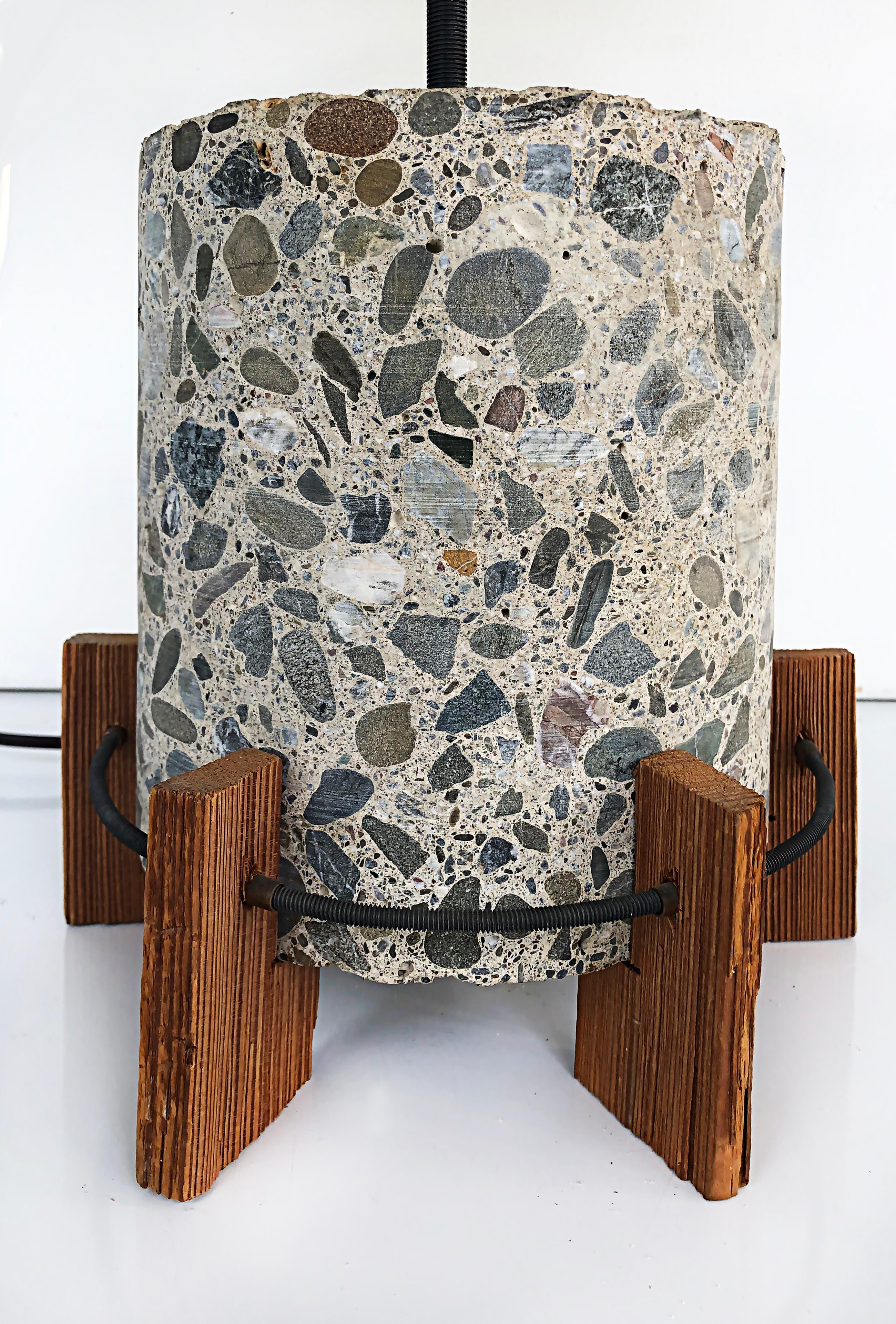 Vintage Richard Lee Parker Studio Terrazzo Wood Table Lamp, Signed 1992 In Good Condition For Sale In Miami, FL