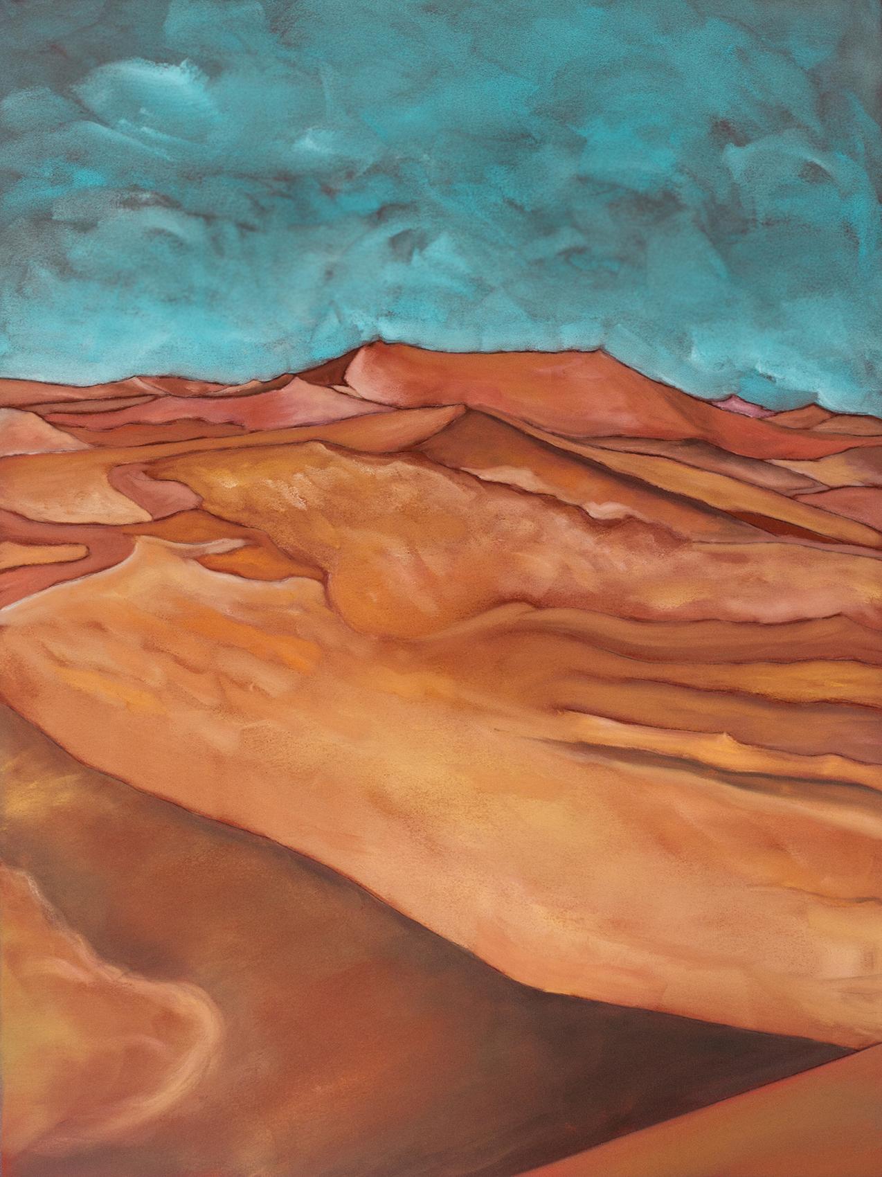 Namibia, Dunes n° 1, Peinture de paysage originale, 2015