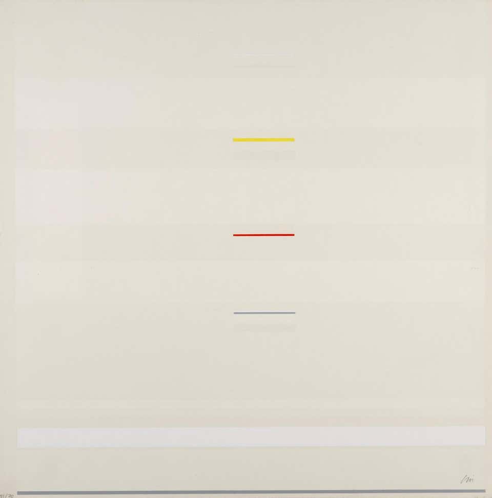 May 2 - 20th Century White Abstract Minimalist Screenprint by Richard Lin