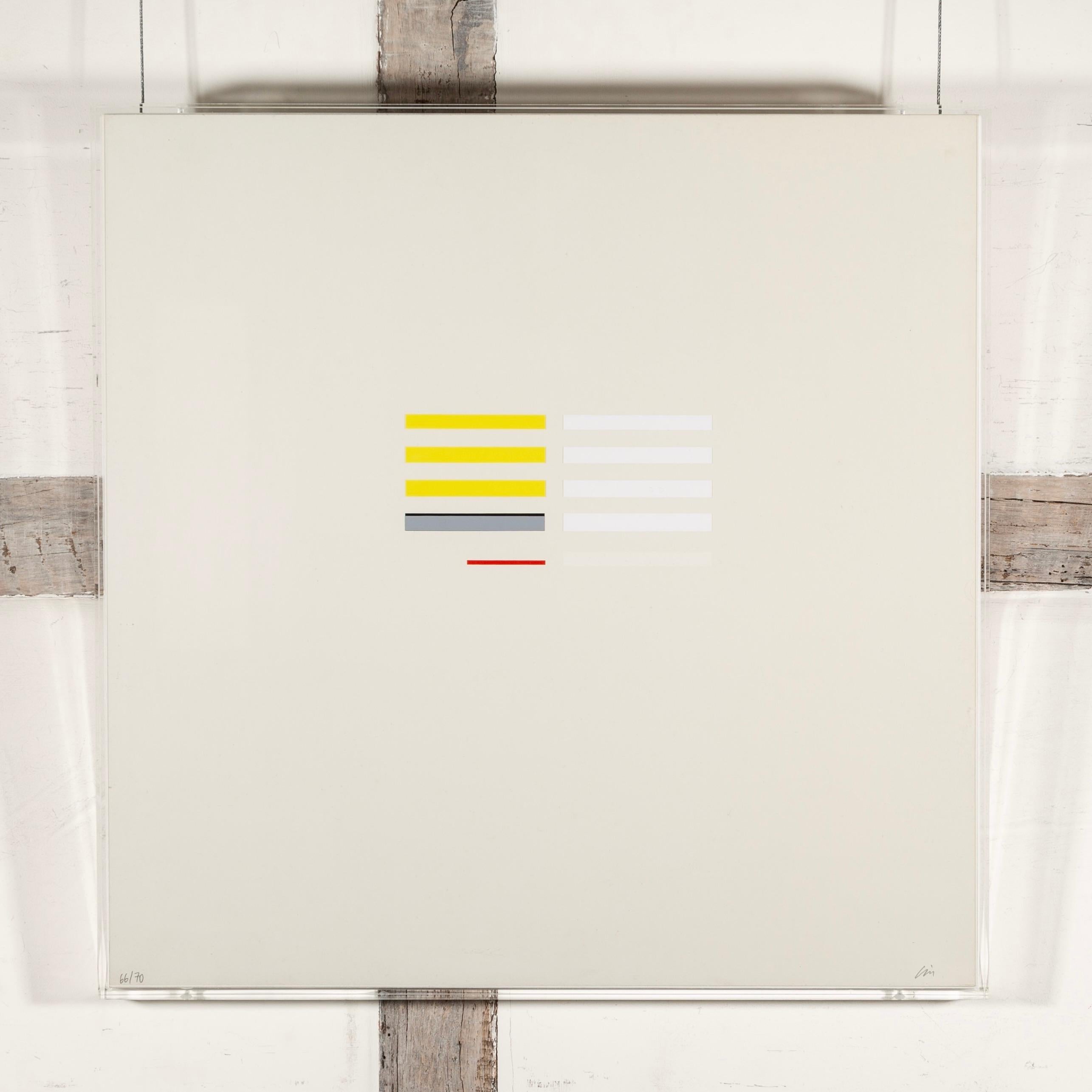 May 3 - by Richard Lin, 20th Century White + Yellow Abstract Minimalist Print For Sale 1