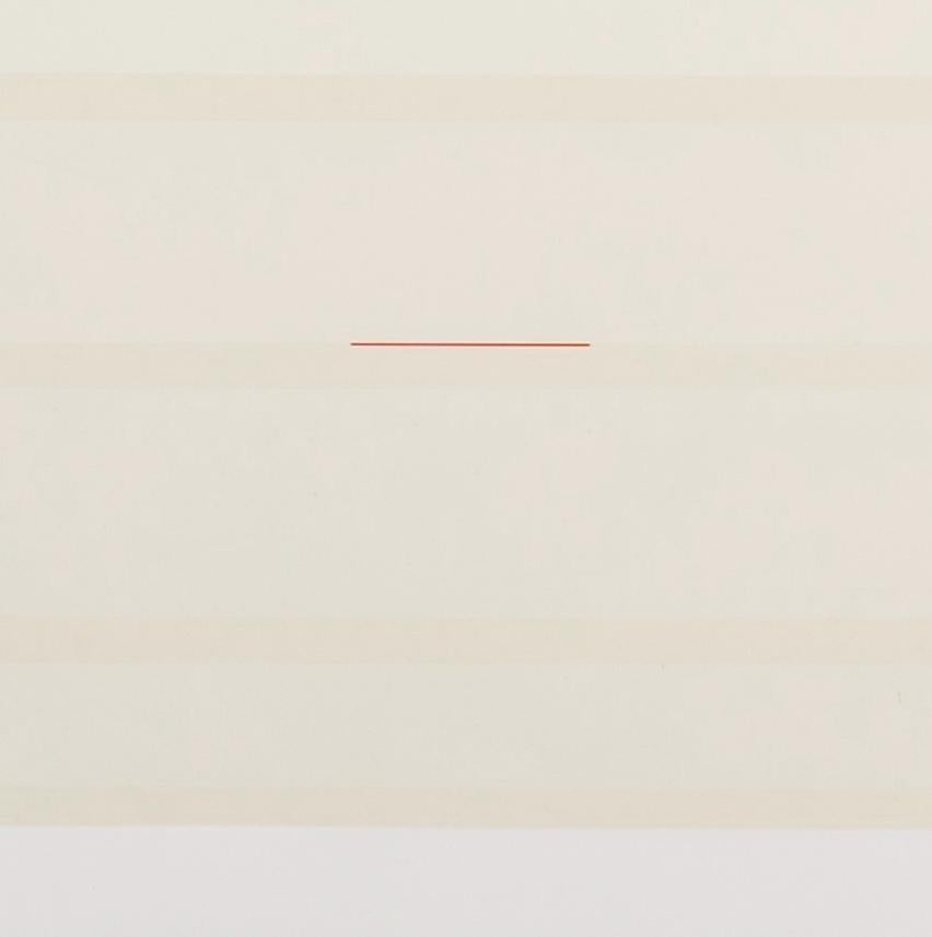 May I - 20th Century White Abstract Minimalist Print on Wove with Acetate For Sale 3