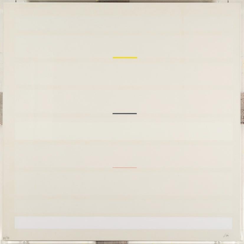 May I - 20th Century White Abstract Minimalist Print on Wove with Acetate For Sale 6