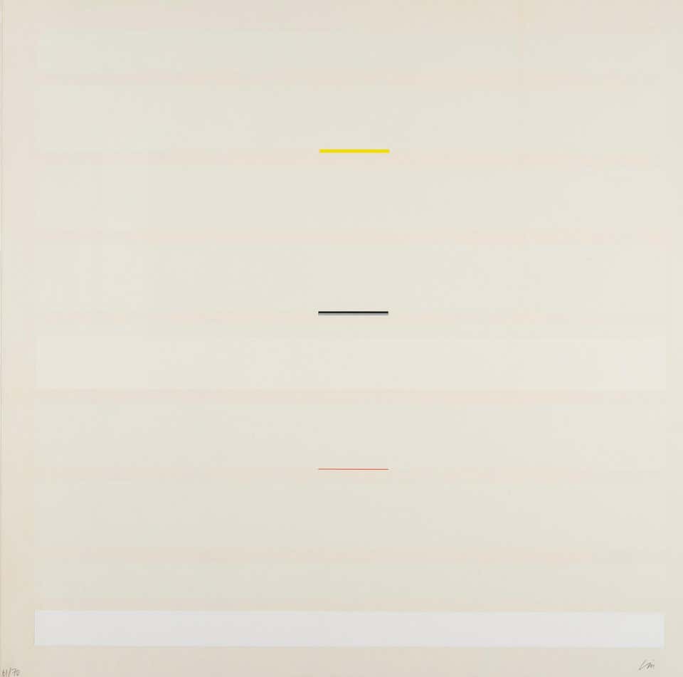 May I - 20th Century White Abstract Minimalist Print on Wove with Acetate