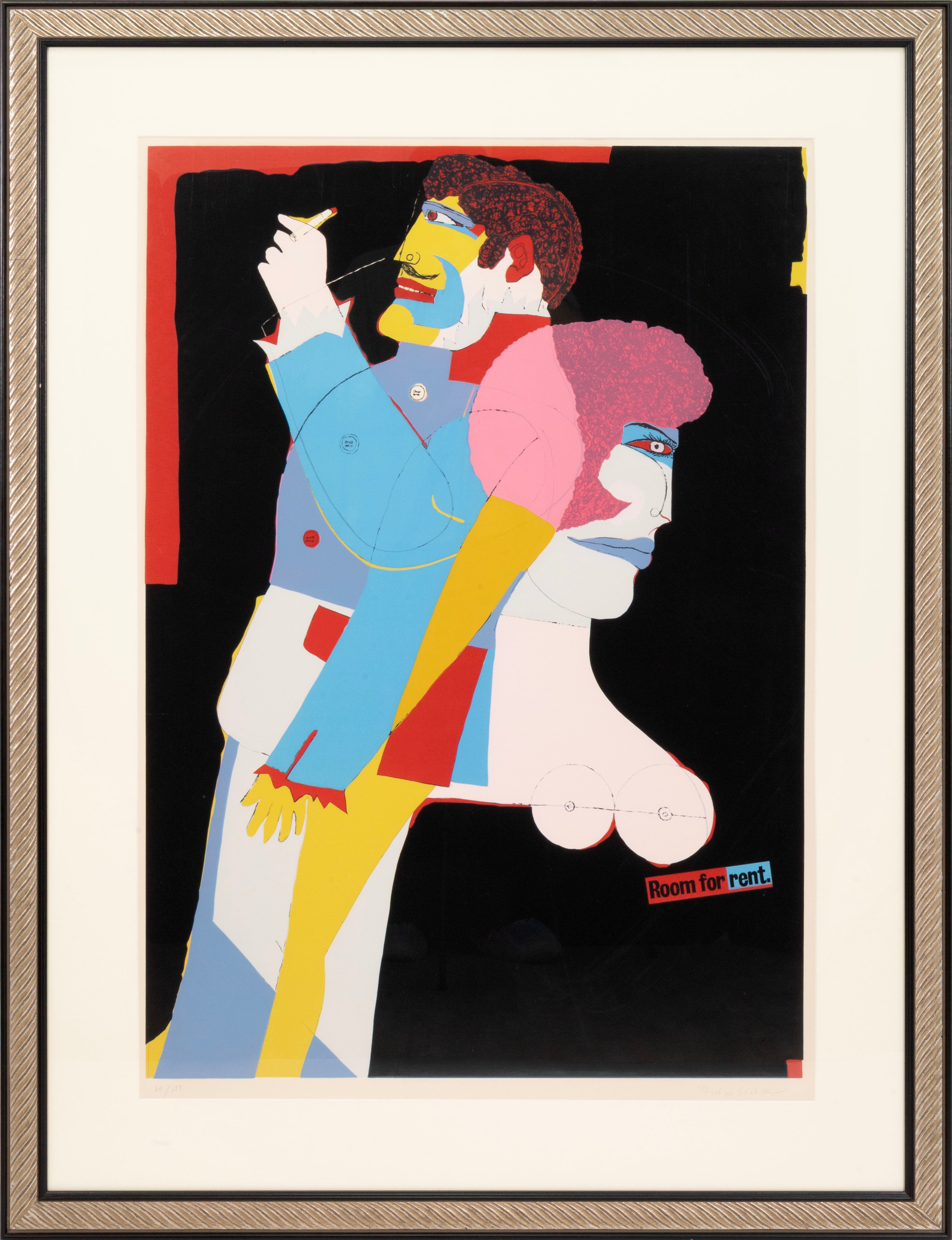 Richard Linder - Room For Rent 1969 Serigrafia su carta firmata, n. 69/150, incorniciata