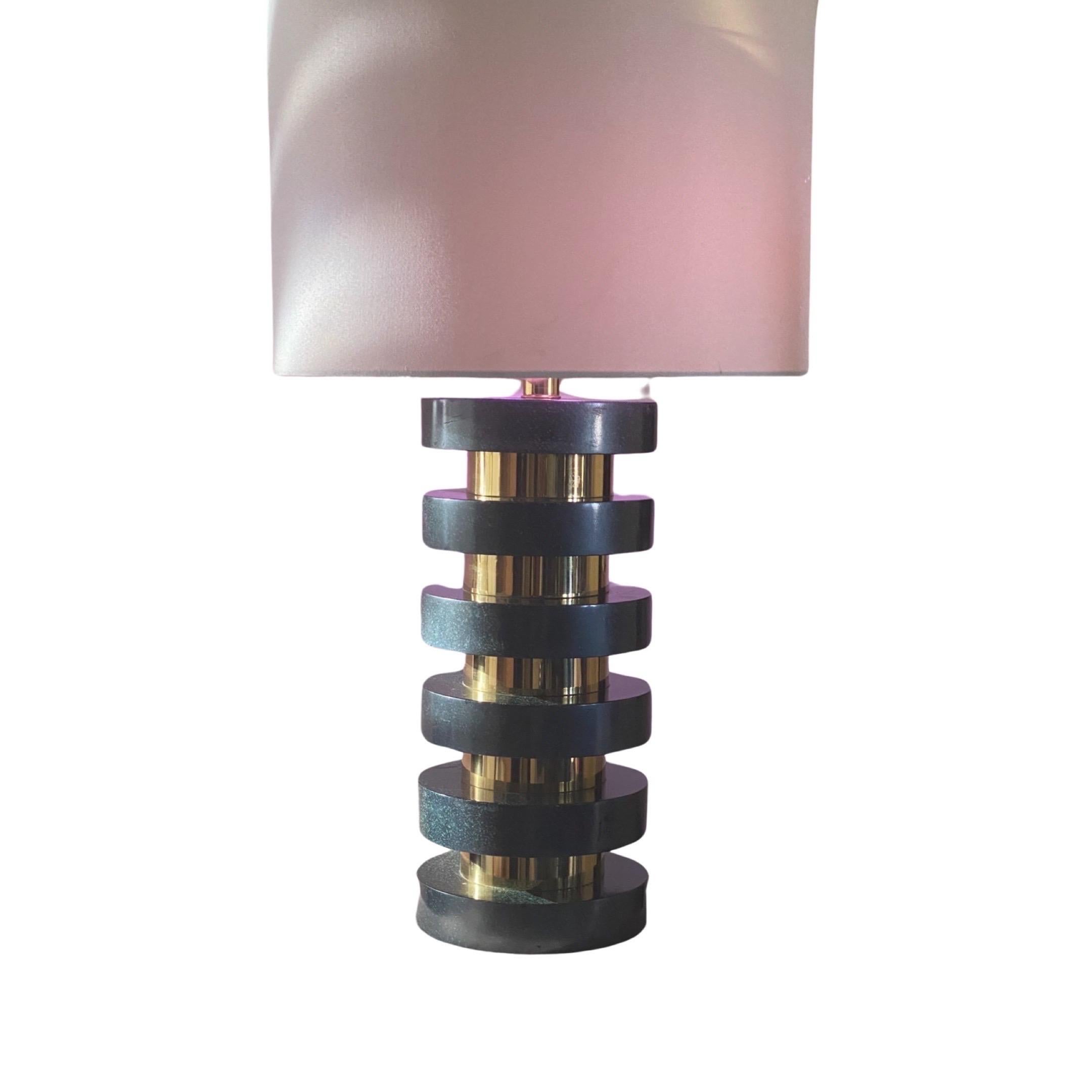 Richard Lindley for Steve Chase Custom One of a Kind Brass Disc Table Lamp. 3