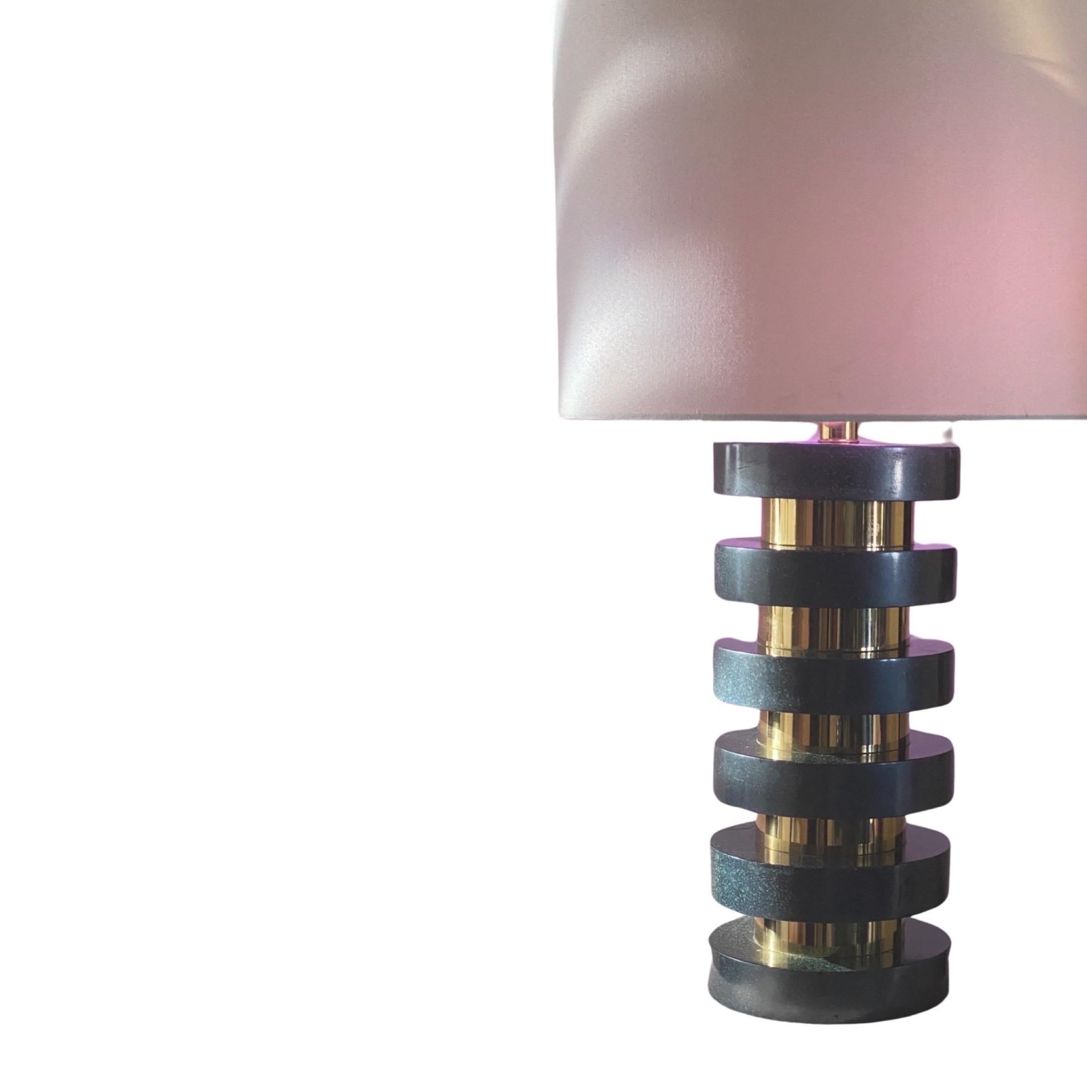 Richard Lindley for Steve Chase Custom One of a Kind Brass Disc Table Lamp. 1
