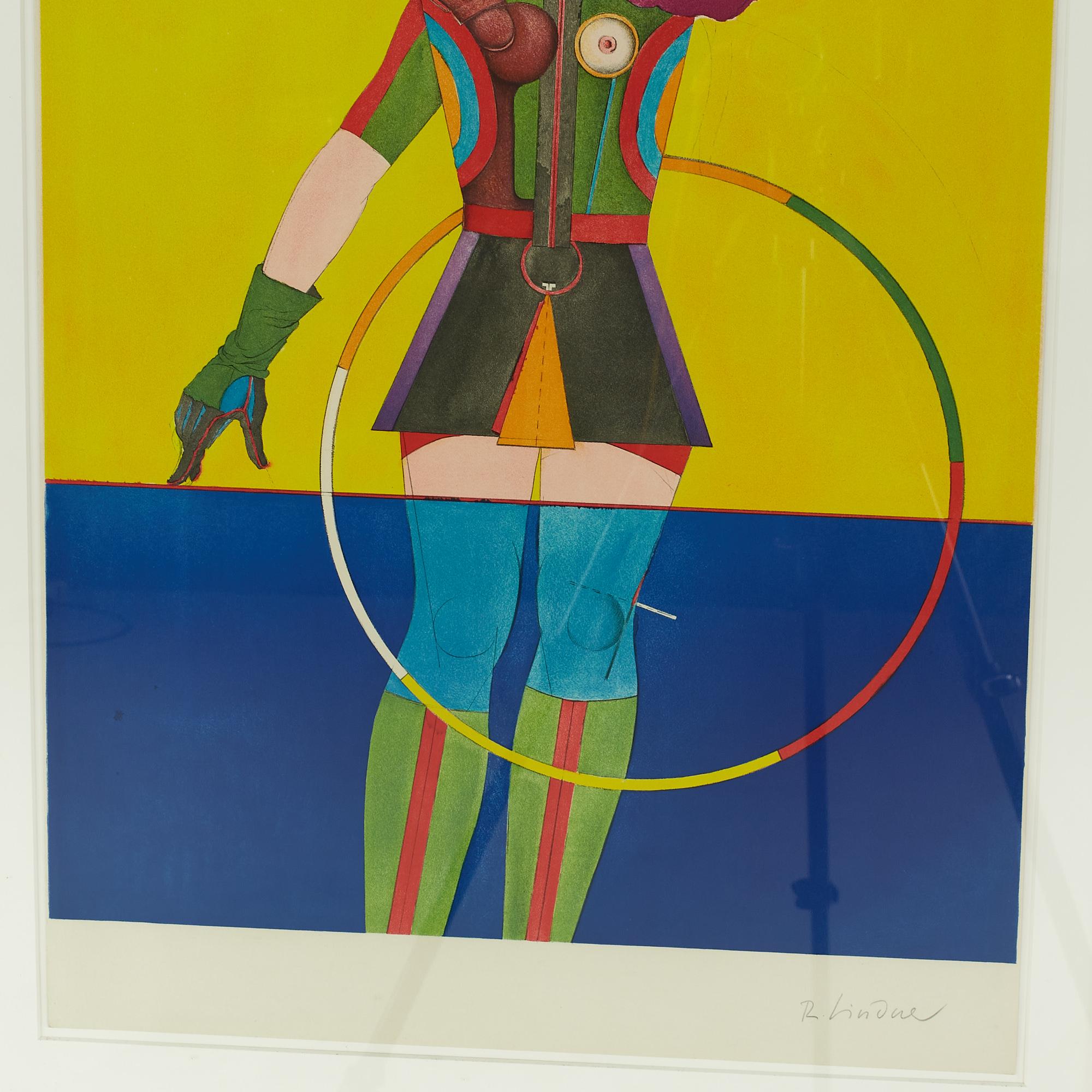 Mid-Century Modern Richard Lindner Mid Century Signed Girl with Hoop Lithograph For Sale