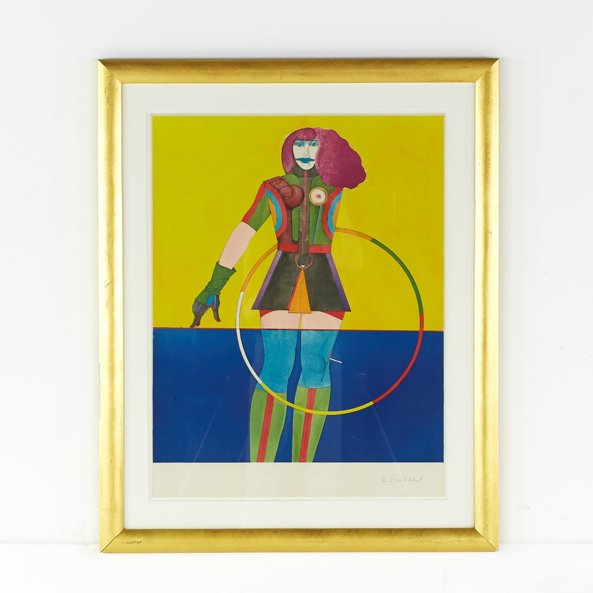 Richard Lindner Mid Century Signed Girl with Hoop Lithograph In Good Condition For Sale In Countryside, IL