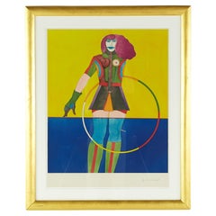 Vintage Richard Lindner Mid Century Signed Girl with Hoop Lithograph