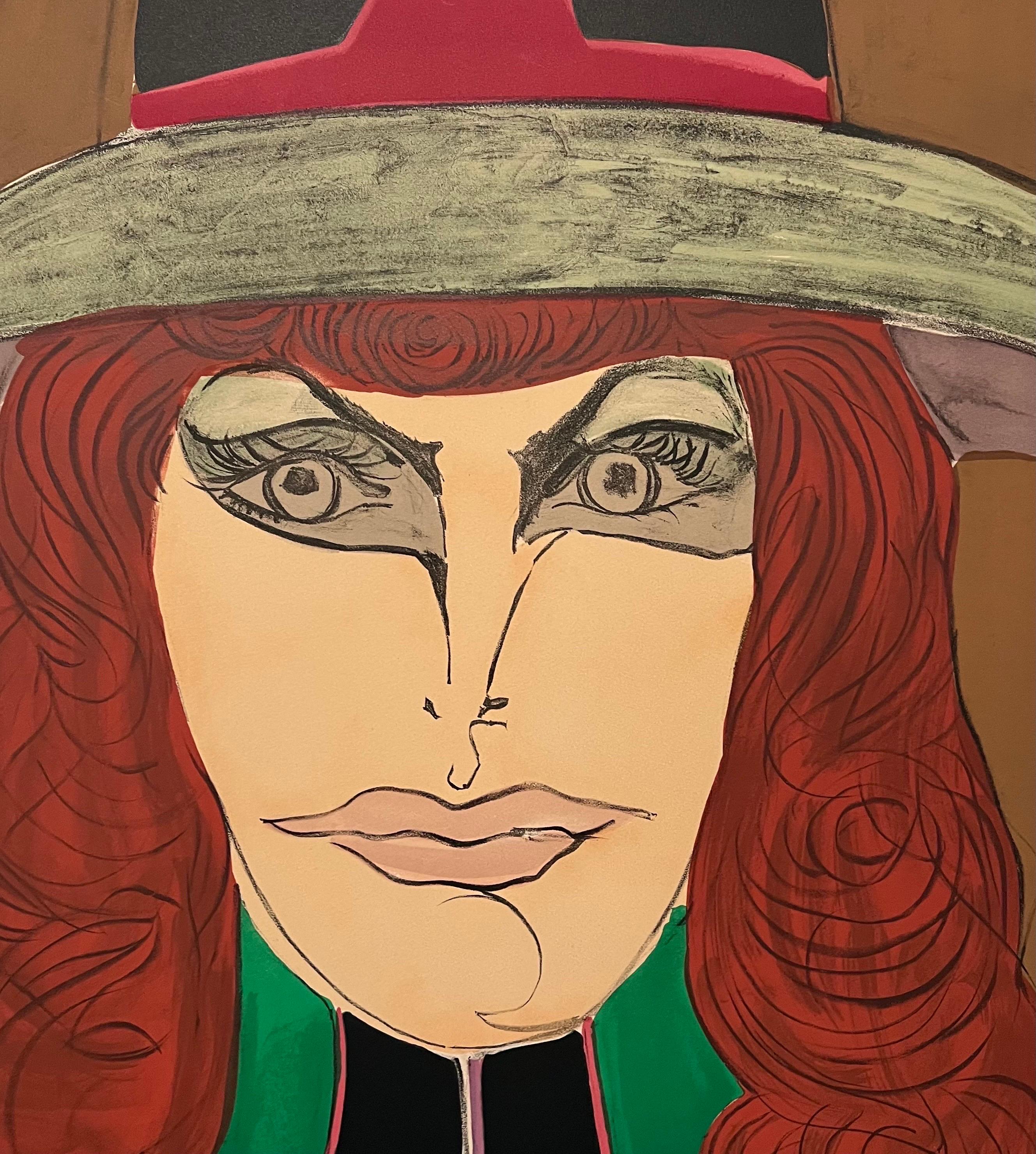 Lithographie moderniste de 1971 - Femme à la mode moderne à tête rouge Pop Art de Richard Lindner  en vente 5