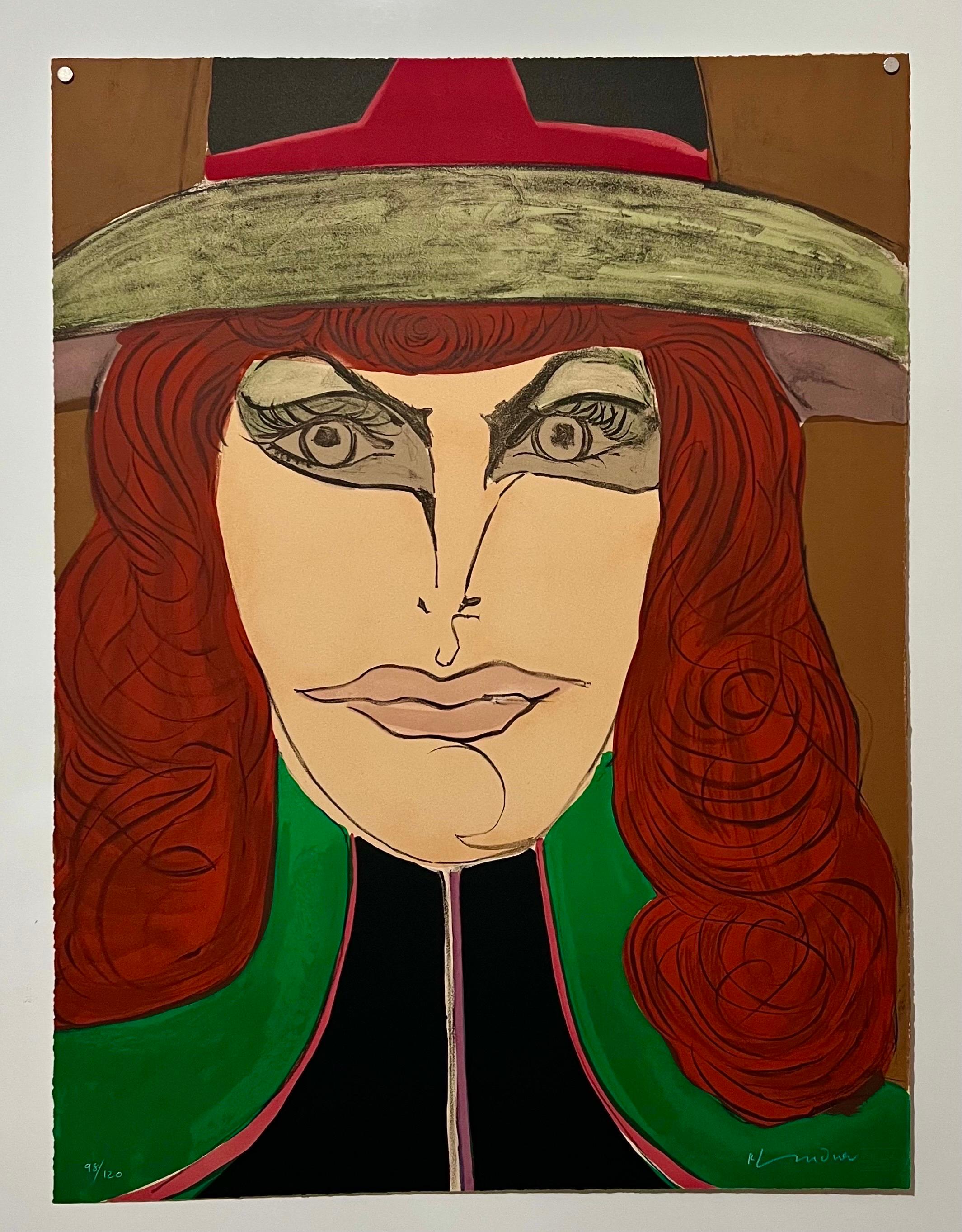 Lithographie moderniste de 1971 - Femme à la mode moderne à tête rouge Pop Art de Richard Lindner  en vente 6