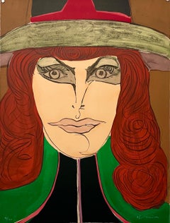 Vintage 1971 Modernist Lithograph Redhead Pop Art Mod Fashionable Woman Richard Lindner 