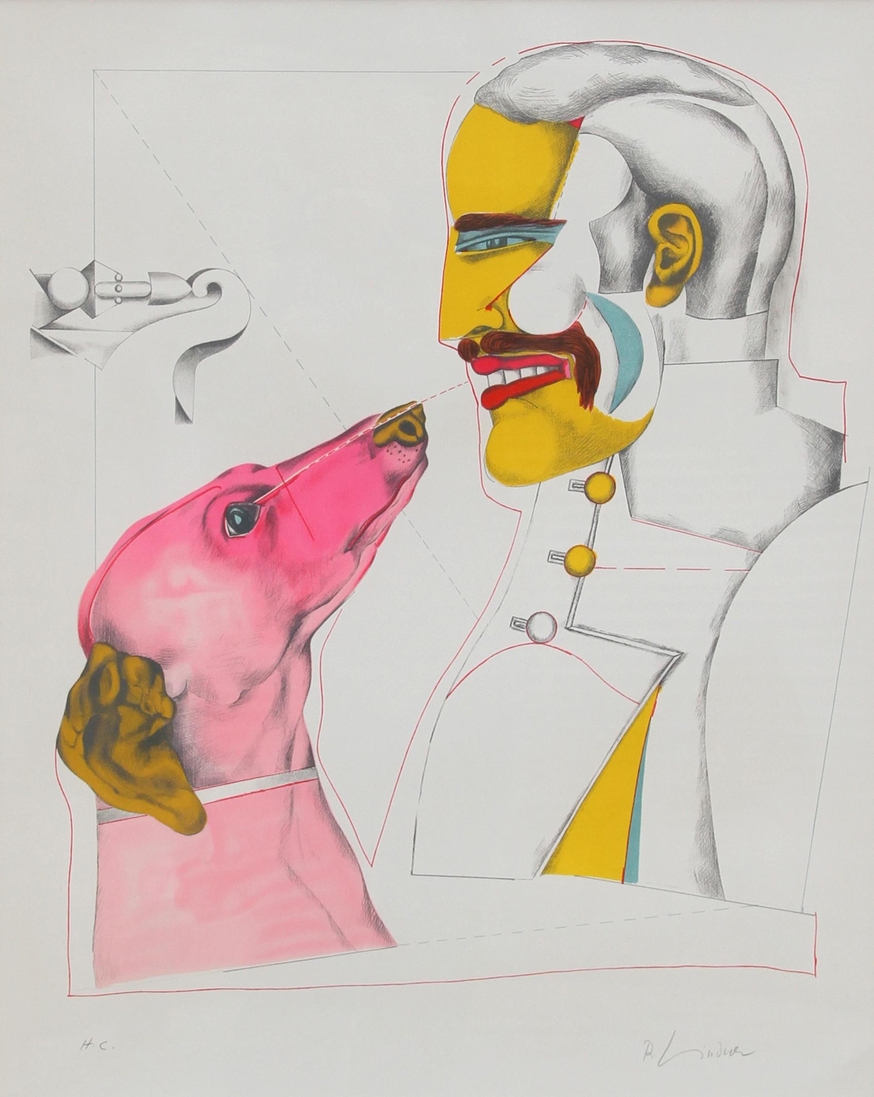 Richard Lindner Figurative Print - Man's Best Friend from the "After Noon" Portfolio