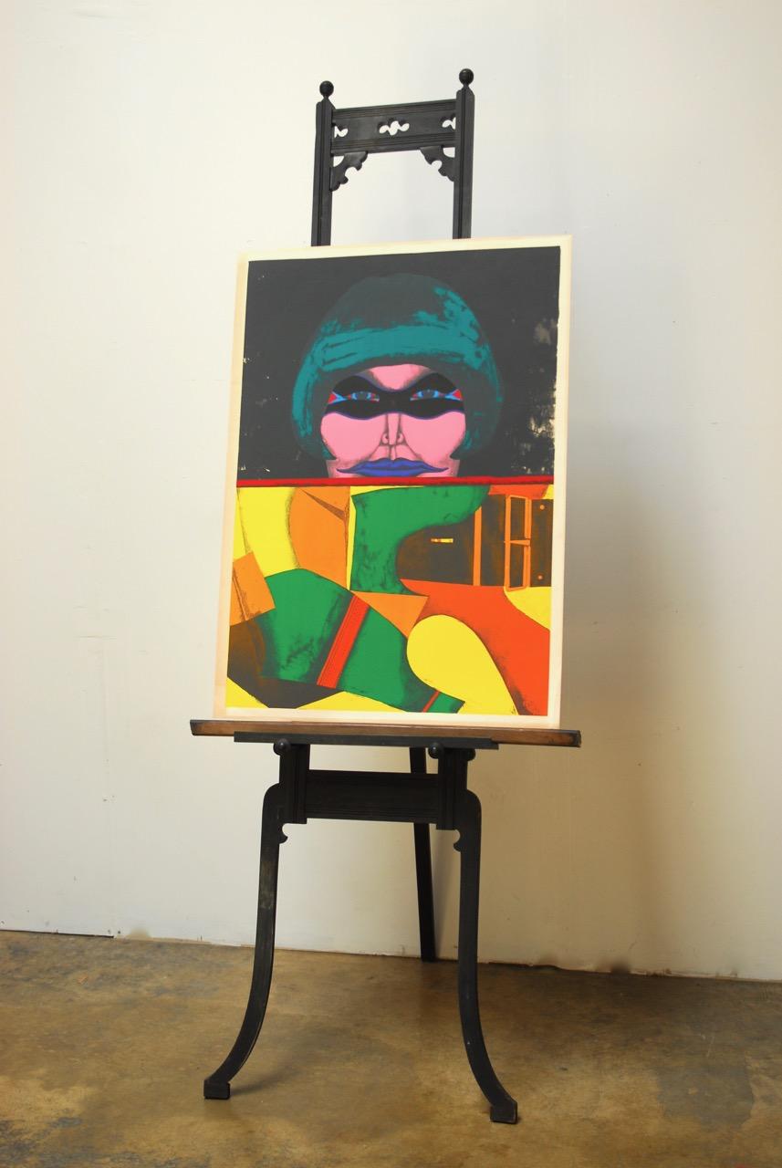 Lithographie d'une femme masquée signée en vente 9