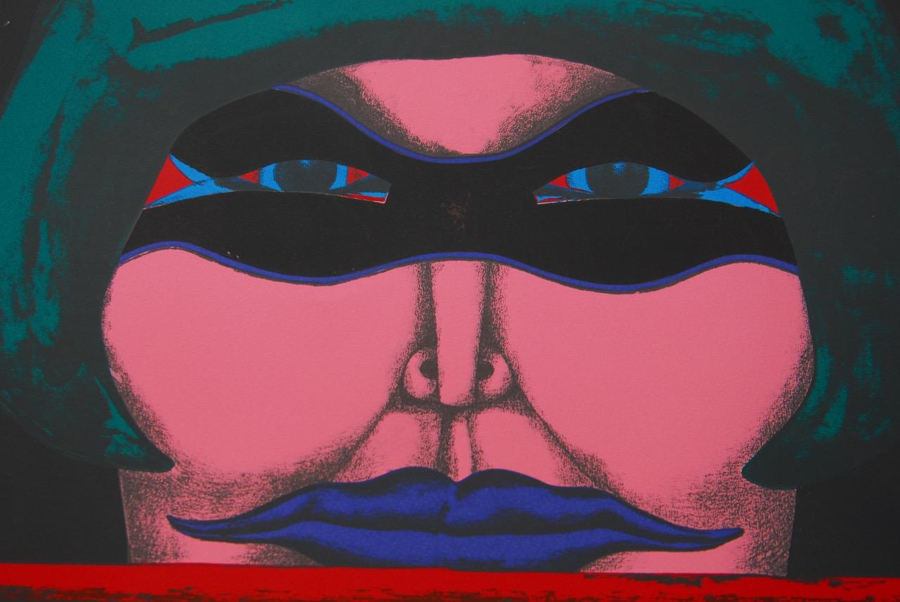 Maskierte Frau, signierte Lithographie – Print von Richard Lindner