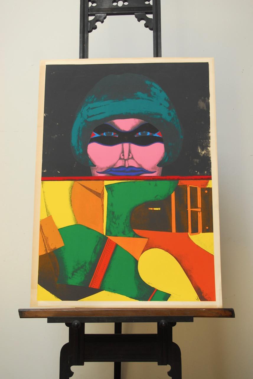 Maskierte Frau, signierte Lithographie (Moderne), Print, von Richard Lindner