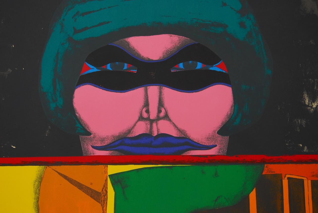 Masked Woman Signed Lithograph For Sale 2