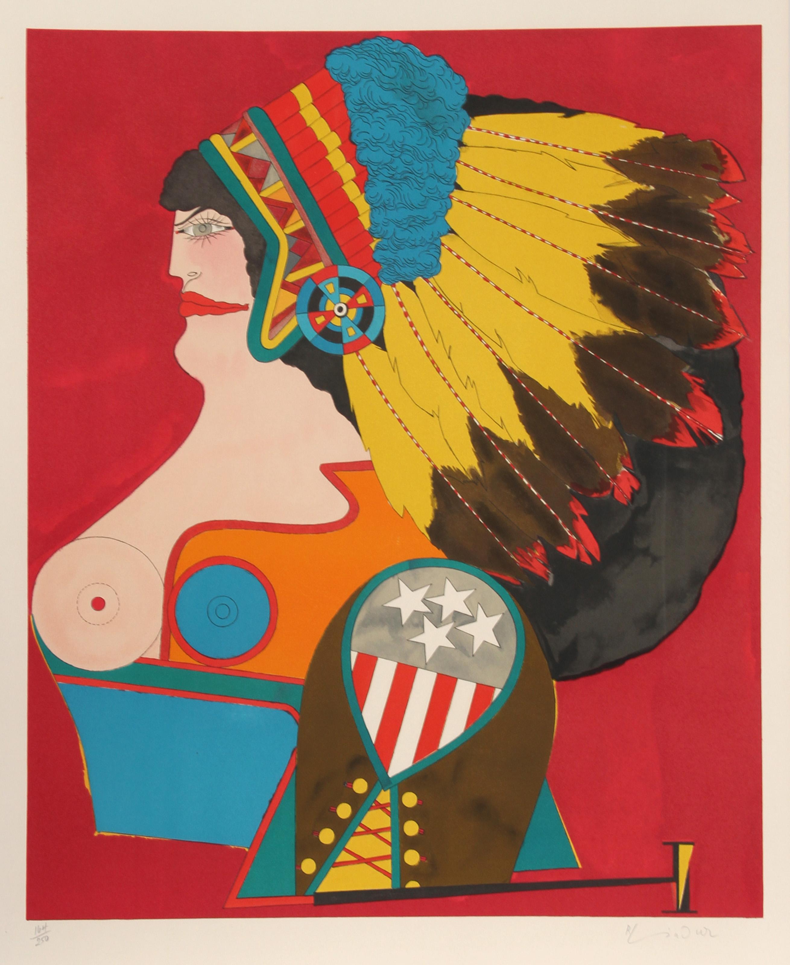Miss American Indian, Pop Art Lithograph by Richard Lindner