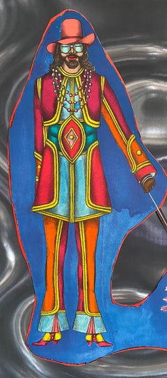 Modernist Lithograph and Collage on Rowlux Pop Art Mod Figure Richard Lindner